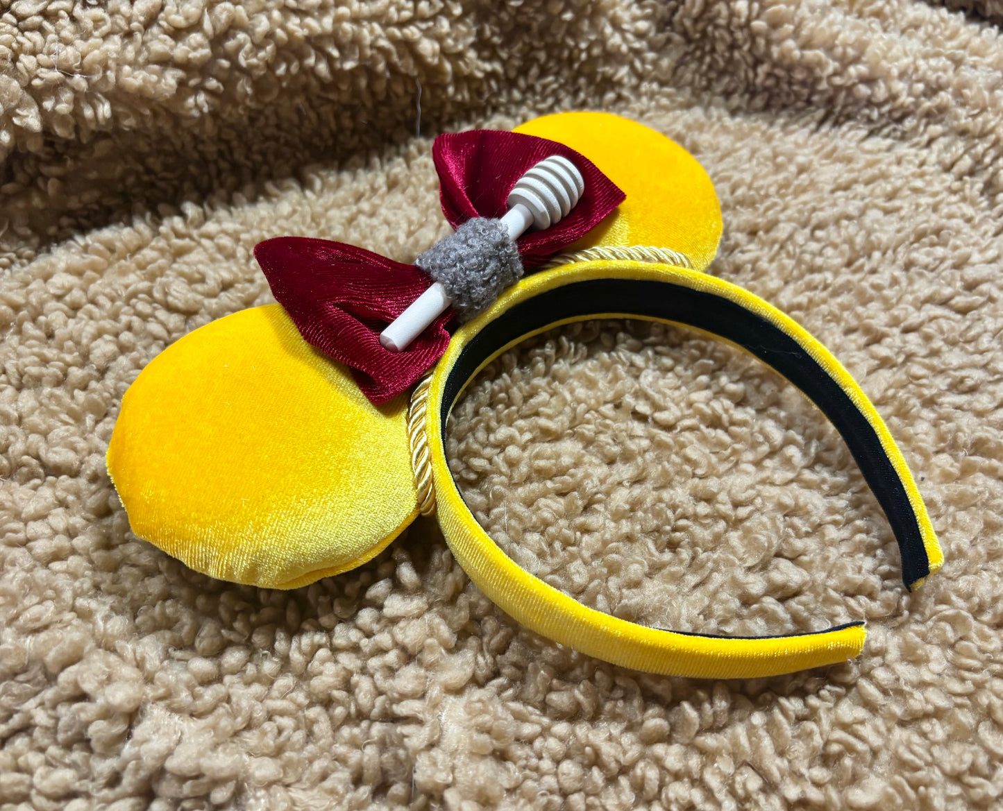 Winnie the Pooh Mouse Ears | Handmade Pooh-Inspired Disney Headband with Honey Accent & Plush Bow