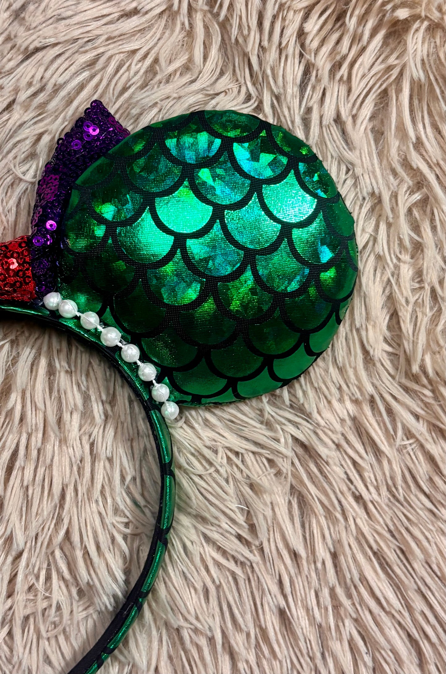 Mermaid Ear Headband | Handmade Sequin Bow Mouse Ears