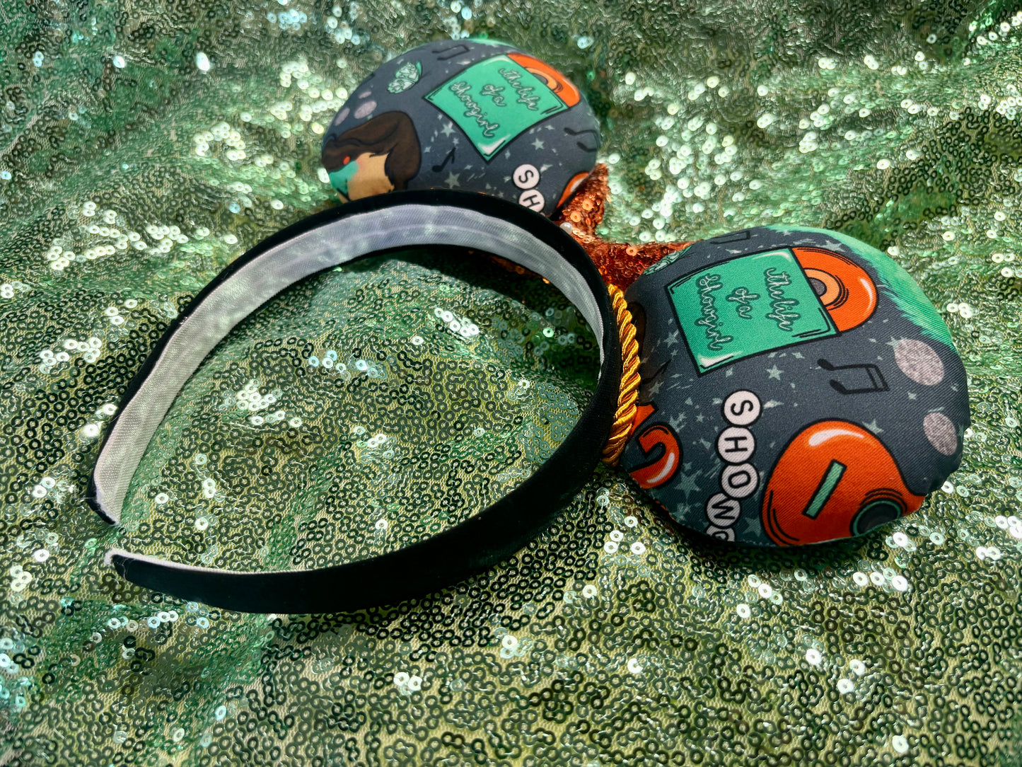 Back side view of mouse ears. Handmade and ready to ship.