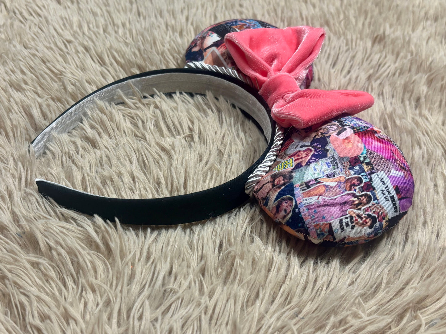 Sparkle & Shine Ear Headband – Handmade Custom Ears with soft pink Bow