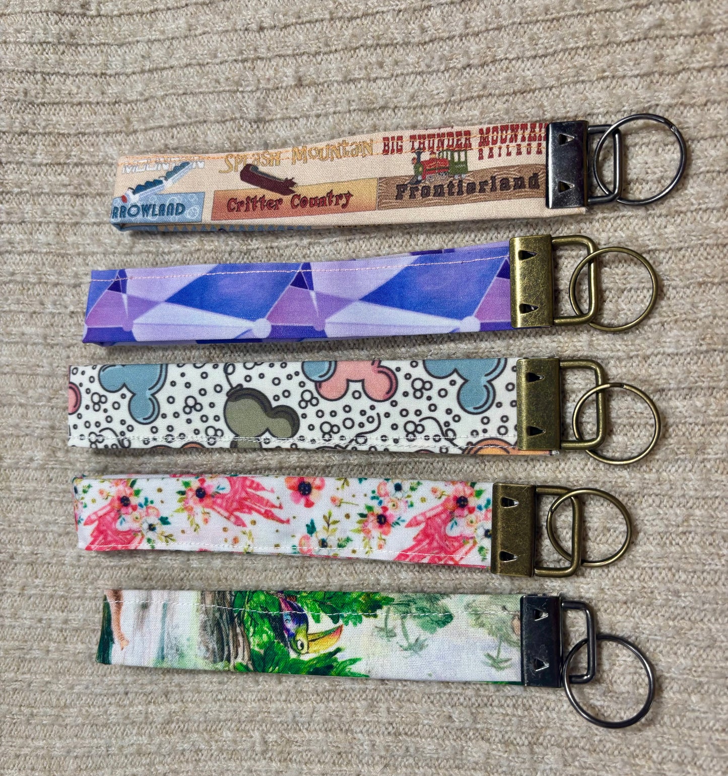 Magic Kingdom Keychain Wristlet Bundle | 5-Pack Disney Inspired Set | Handmade & Ready to Ship