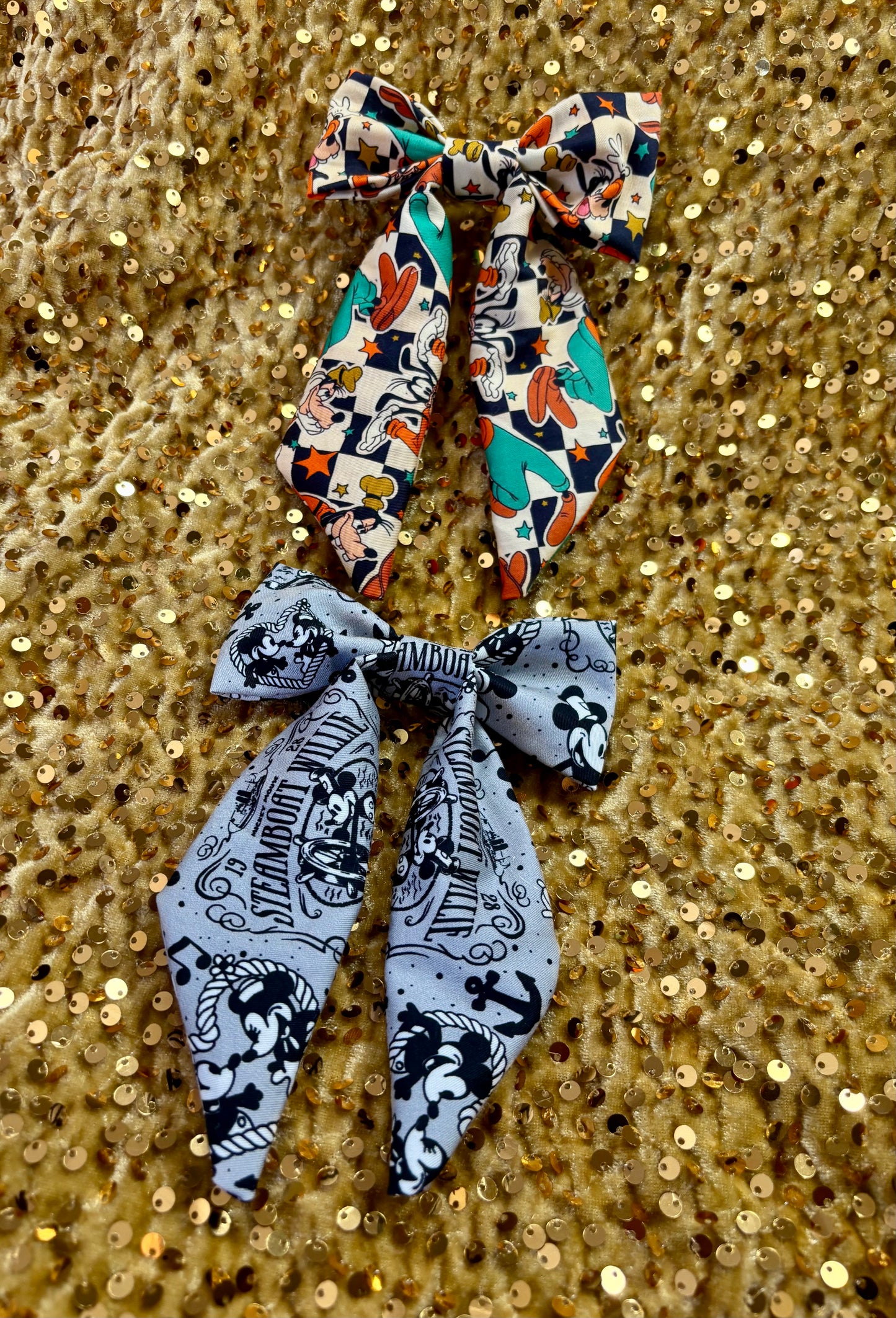 Classic Cartoon Hair Bow Bundle | 2-Piece Steamboat Willie Inspired Set | Handmade & Ready to Ship