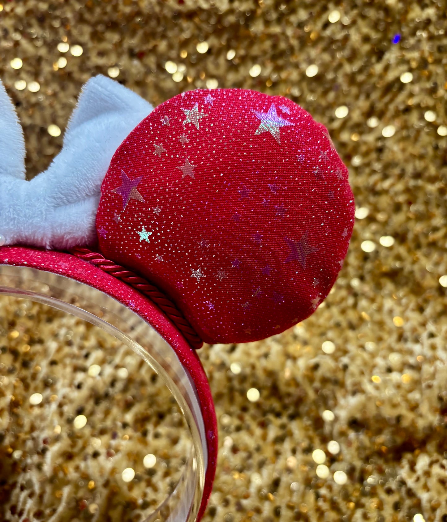 Red Iridescent Stars Mouse Ears