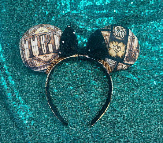 Shades of Greige Mouse Ears | Handmade Neutral Disney Headband with Sequin Bow