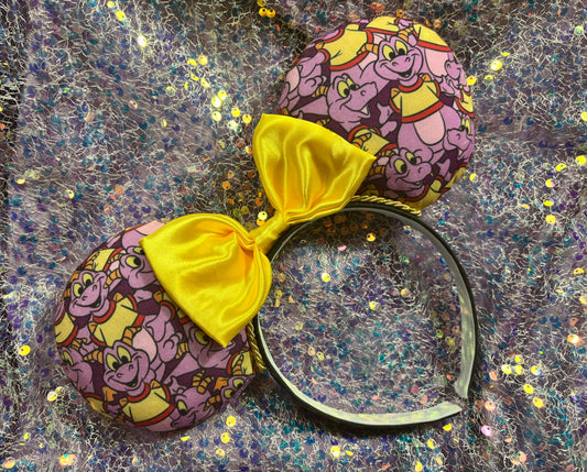 One Little Spark Mouse Ears | Handmade Figment-Inspired Epcot Headband with Yellow Sequin Bow