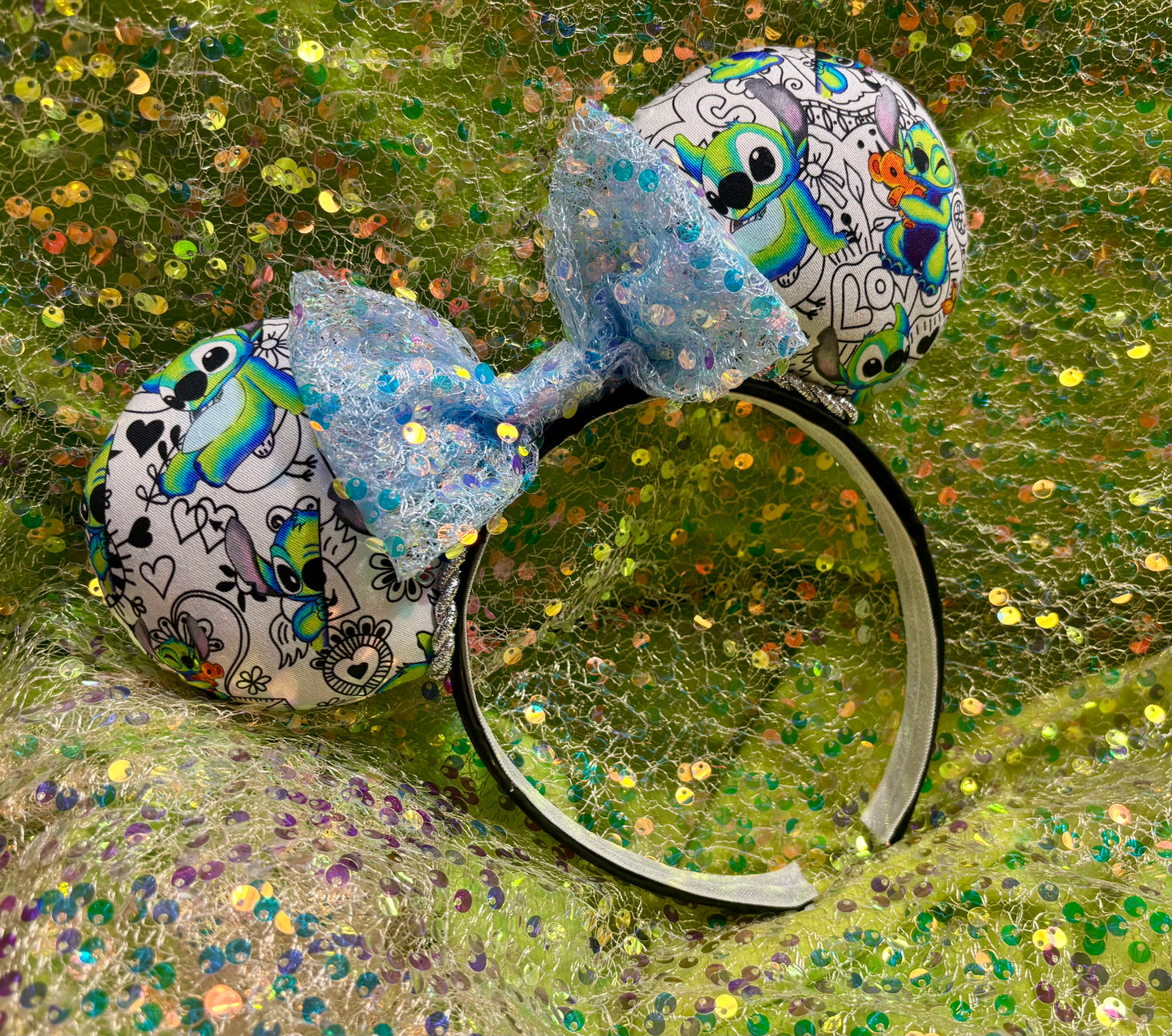 Neon Stitch Mouse Ears – Handmade Disney-Inspired Headband