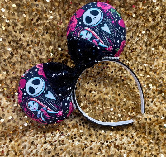 Simply Meant To Be Mouse Ears - Nightmare Before Christmas Jack & Sally Headband