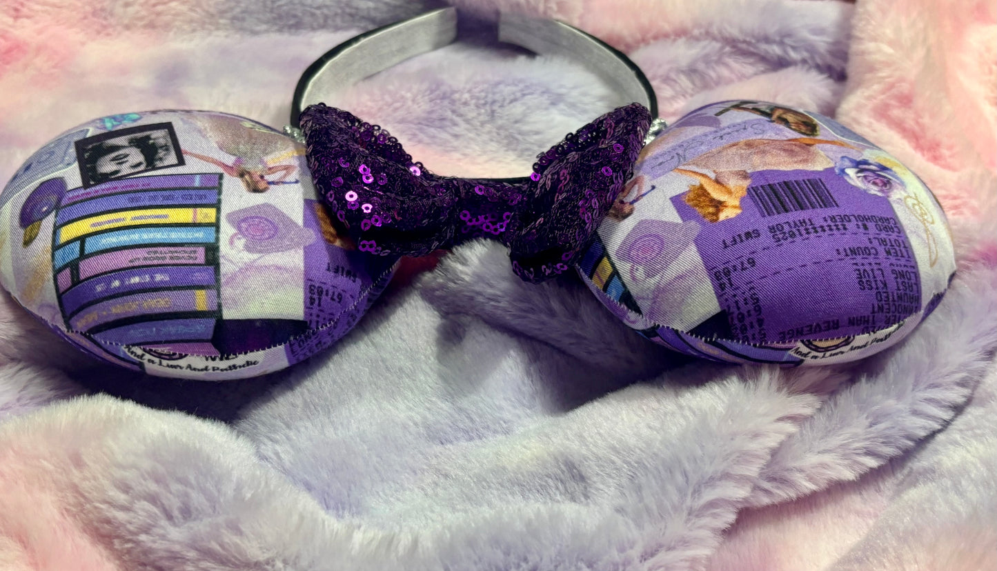 Castles Crumbling Mouse Ears | Handmade Taylor-Inspired Disney Headband with Purple Sequin Bow