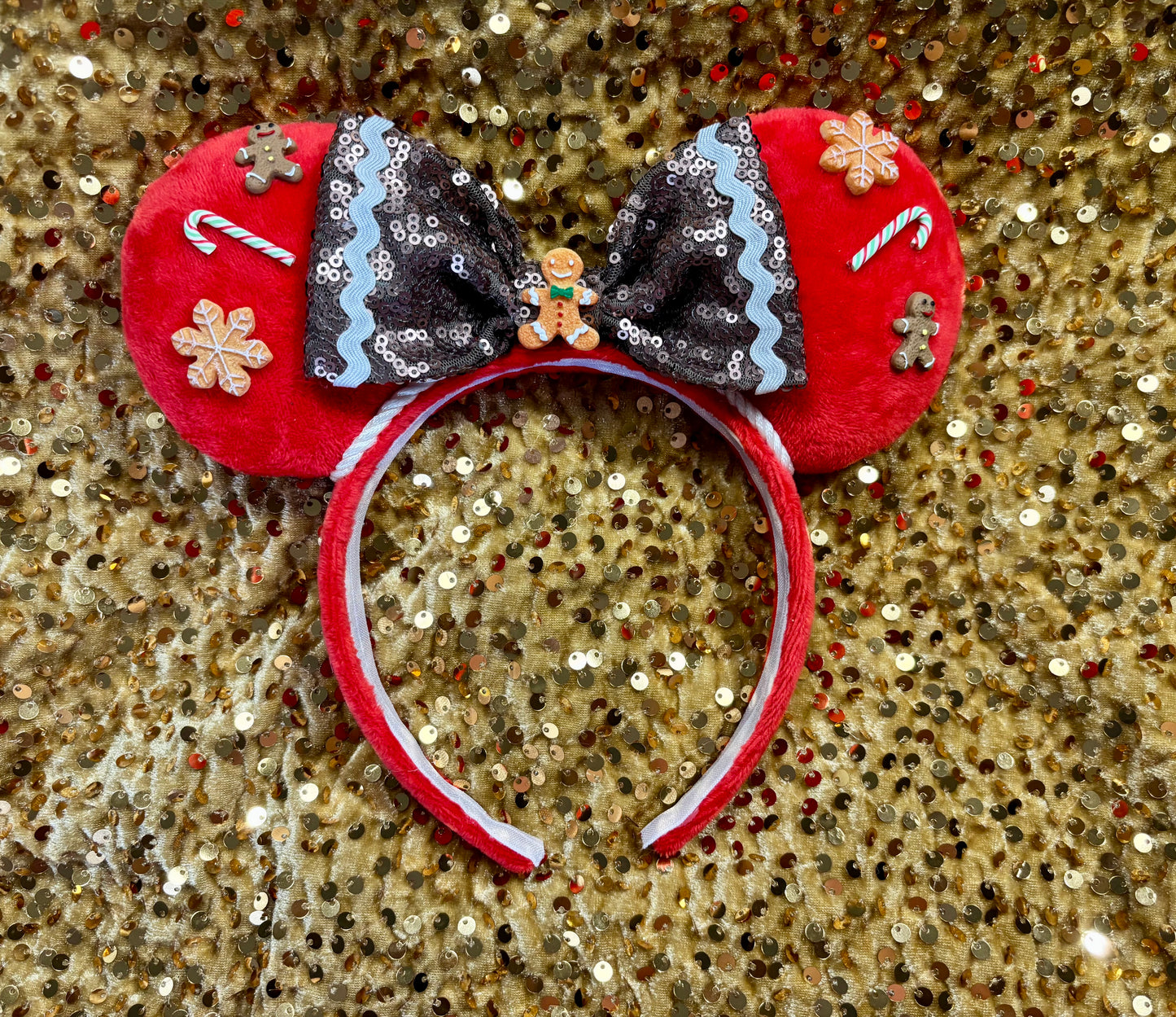 Gingerbread Mouse Ears - Christmas Mickey Ear Headband for Disney Holiday Events