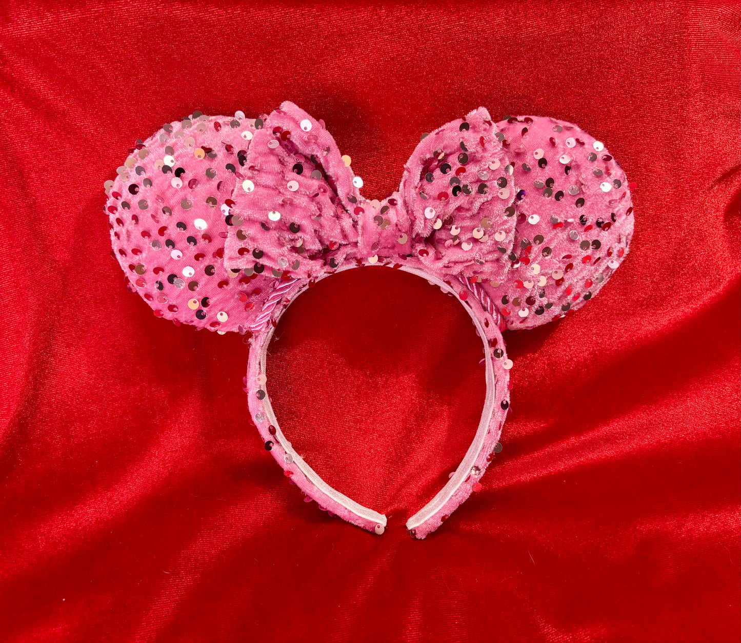 Pink Velvet Sequin Mouse Ears