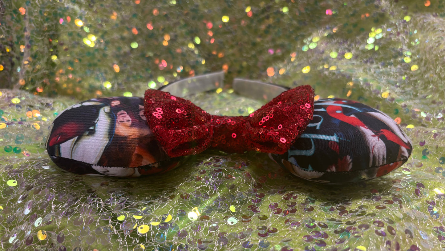 Twilight Inspired Mouse Ears - Handmade Disney Headband with Red Sequin Bow