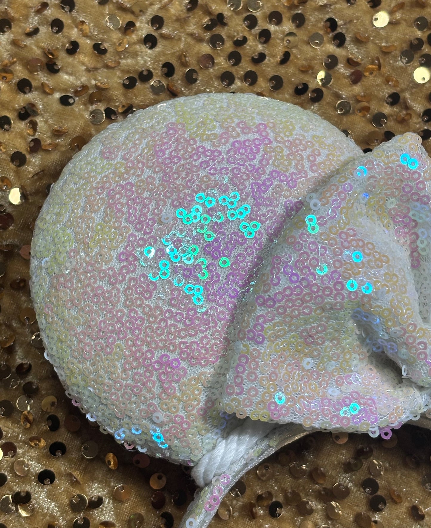 White Iridescent Sequin Ear Headband