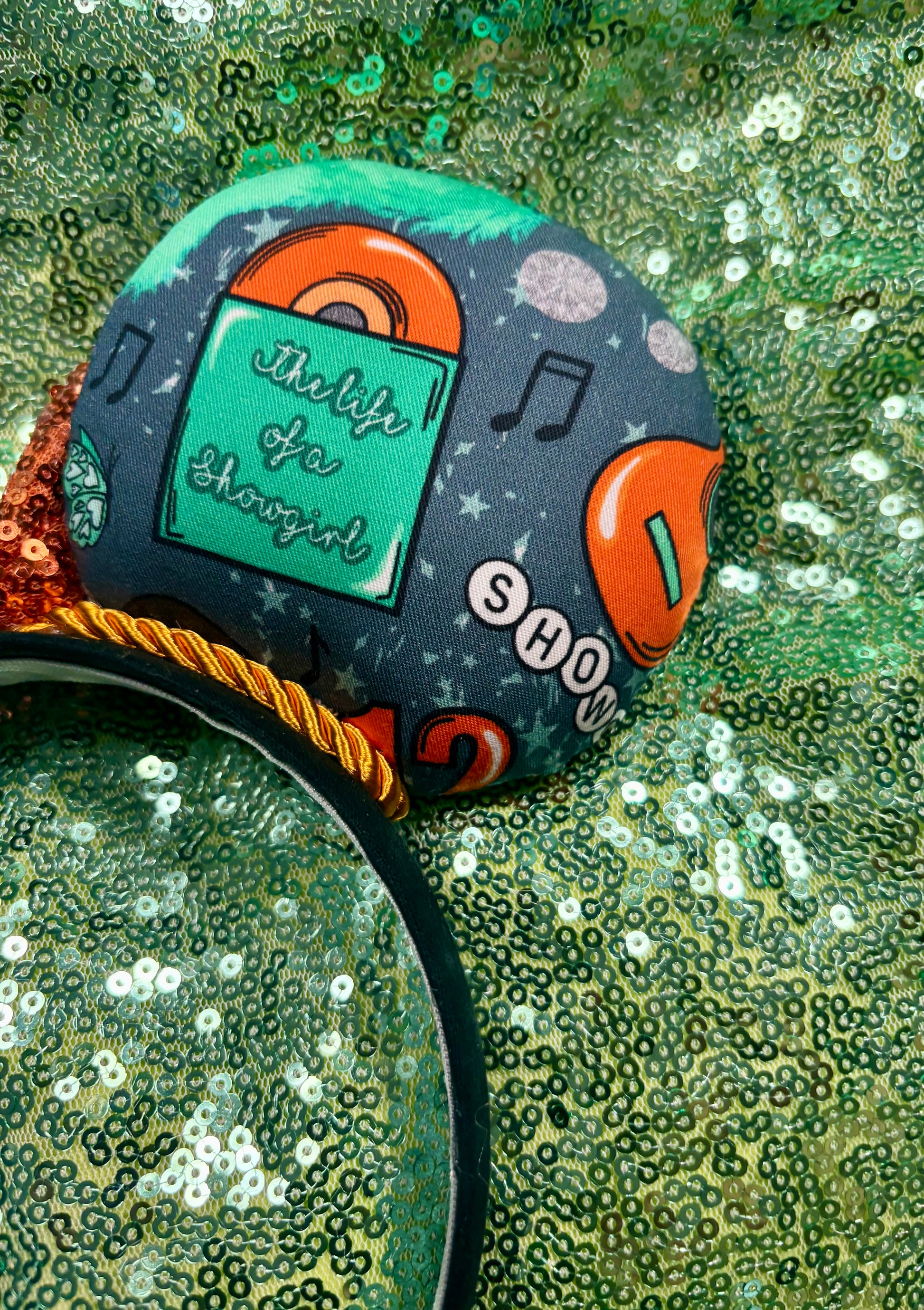 The right back side of the mouse ears. Handmade and ready to ship.