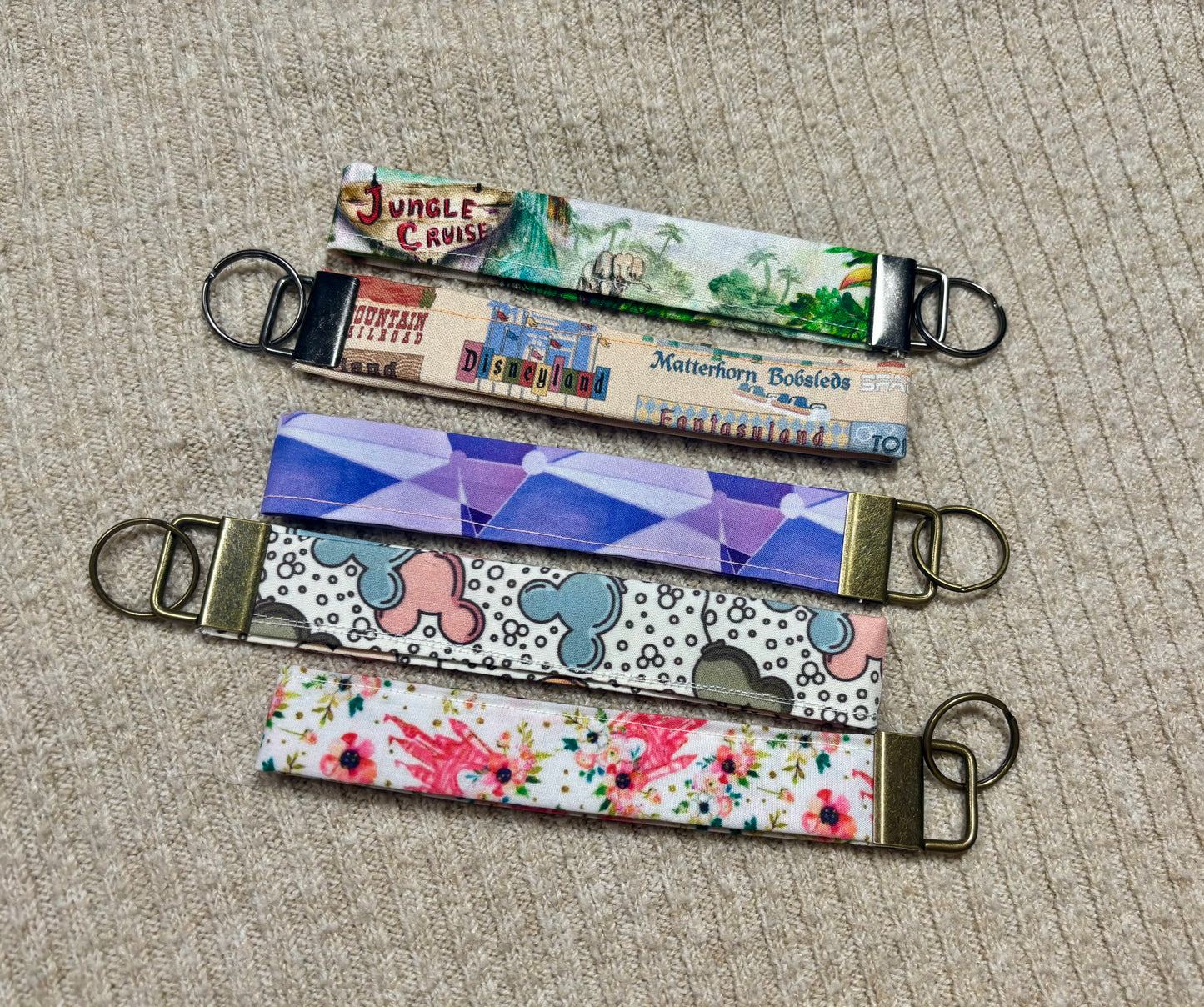 Magic Kingdom Keychain Wristlet Bundle | 5-Pack Disney Inspired Set | Handmade & Ready to Ship