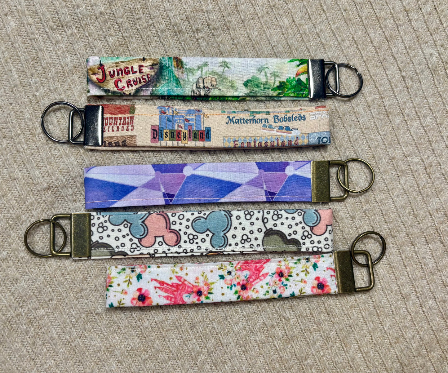 Magic Kingdom Keychain Wristlet Bundle | 5-Pack Disney Inspired Set | Handmade & Ready to Ship