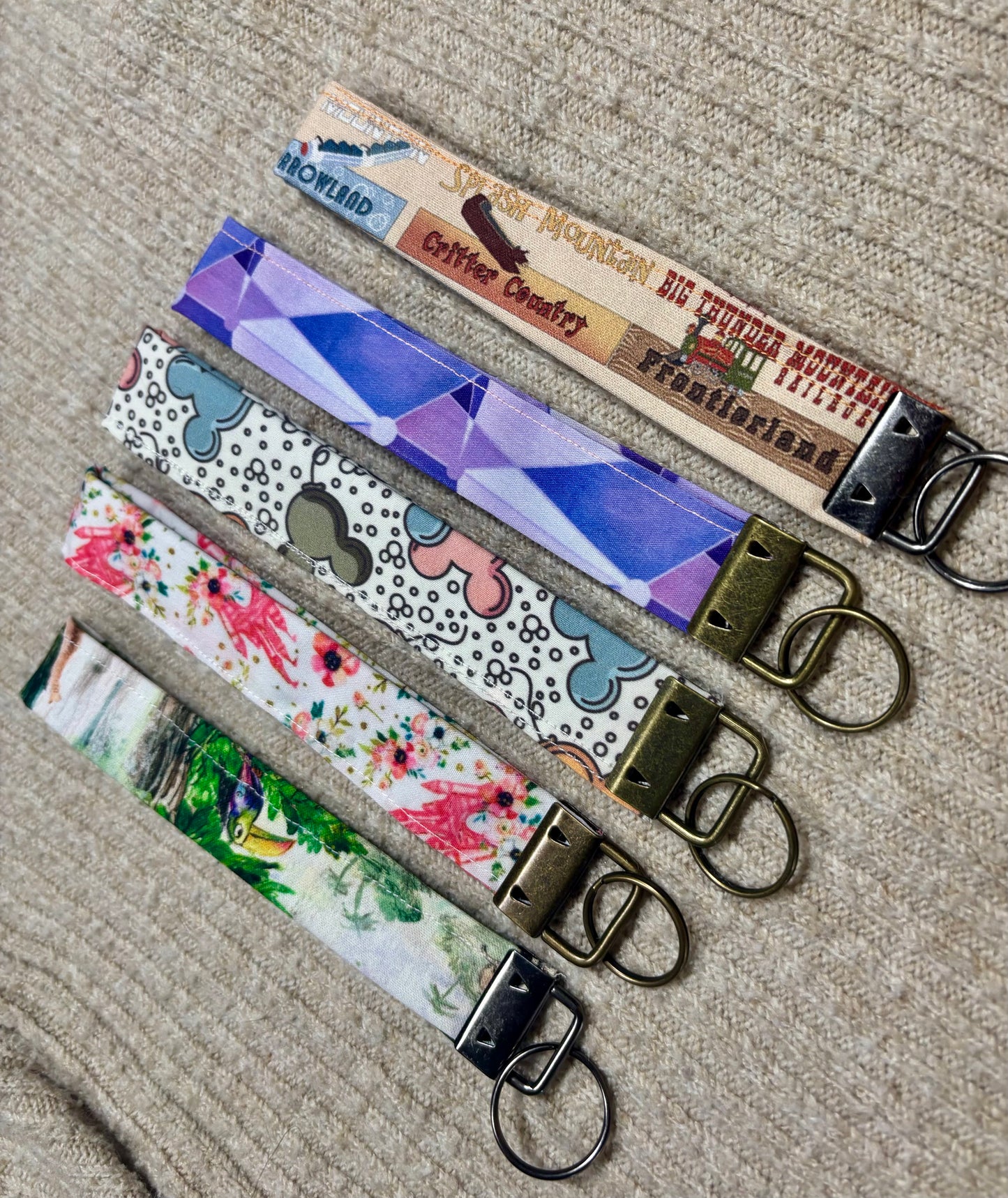 Magic Kingdom Keychain Wristlet Bundle | 5-Pack Disney Inspired Set | Handmade & Ready to Ship