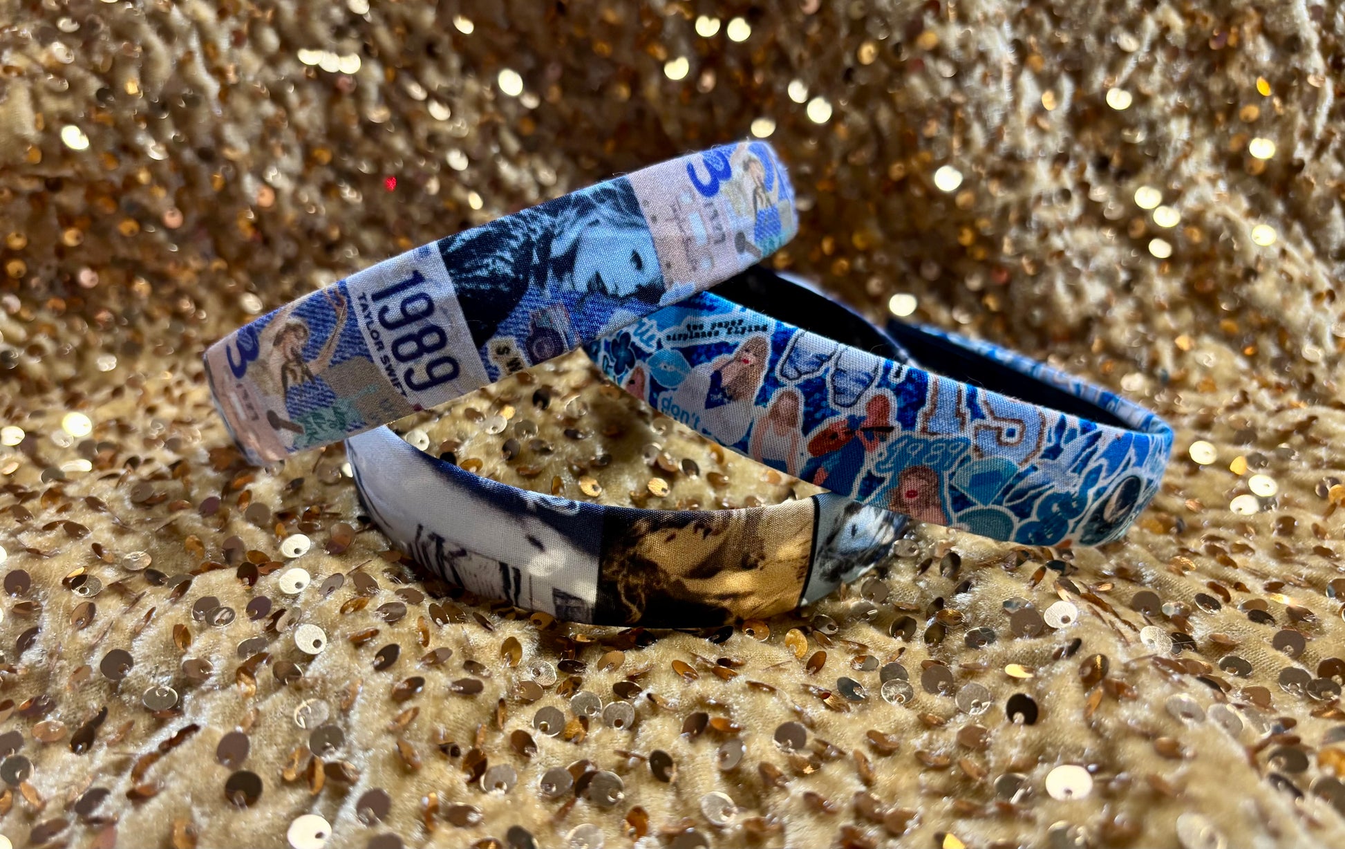 3 headbands total. All are Blue in various Swiftie inspired prints. Handmade and ready to ship.