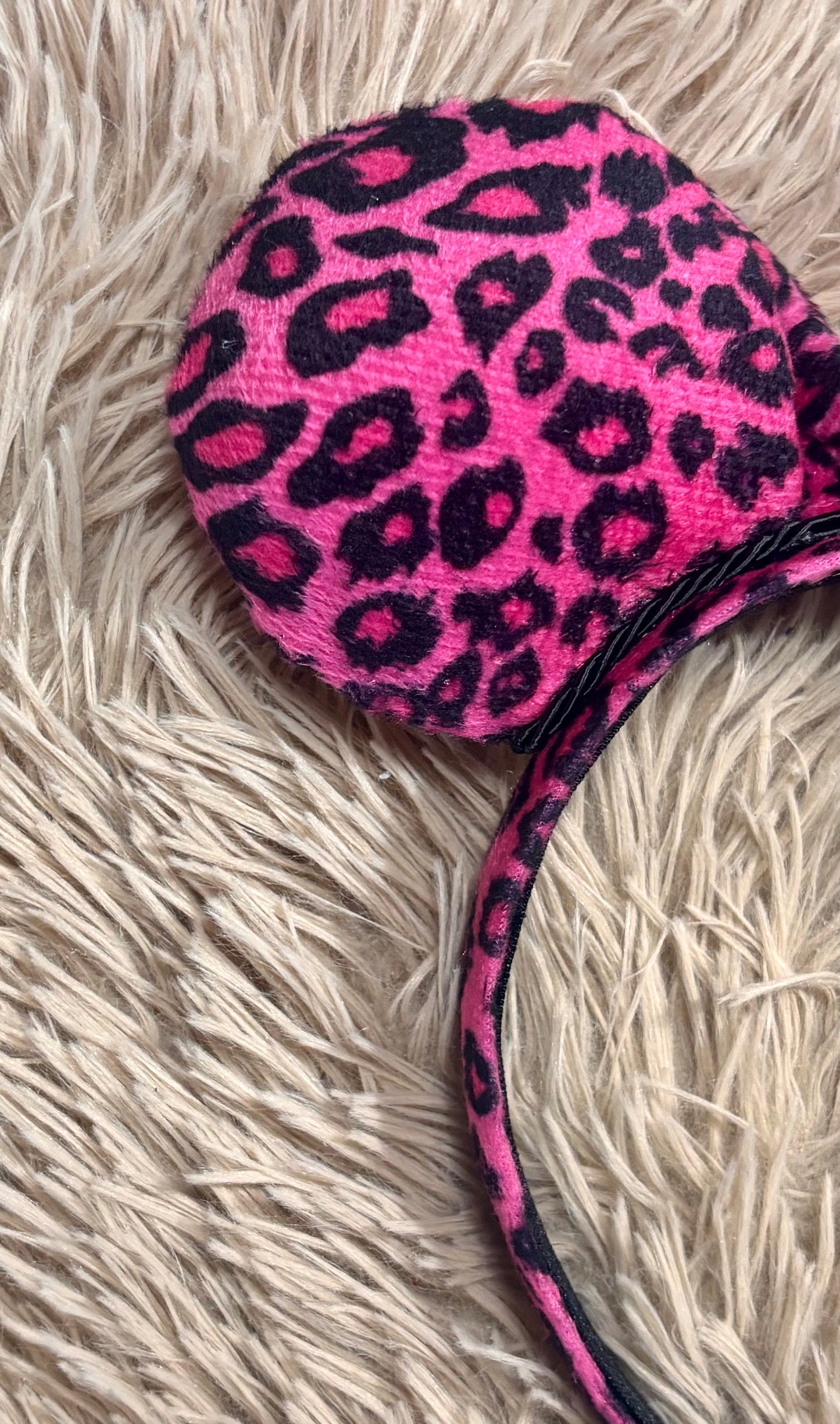 Pink Leopard Ear Headband | Handmade Corduroy