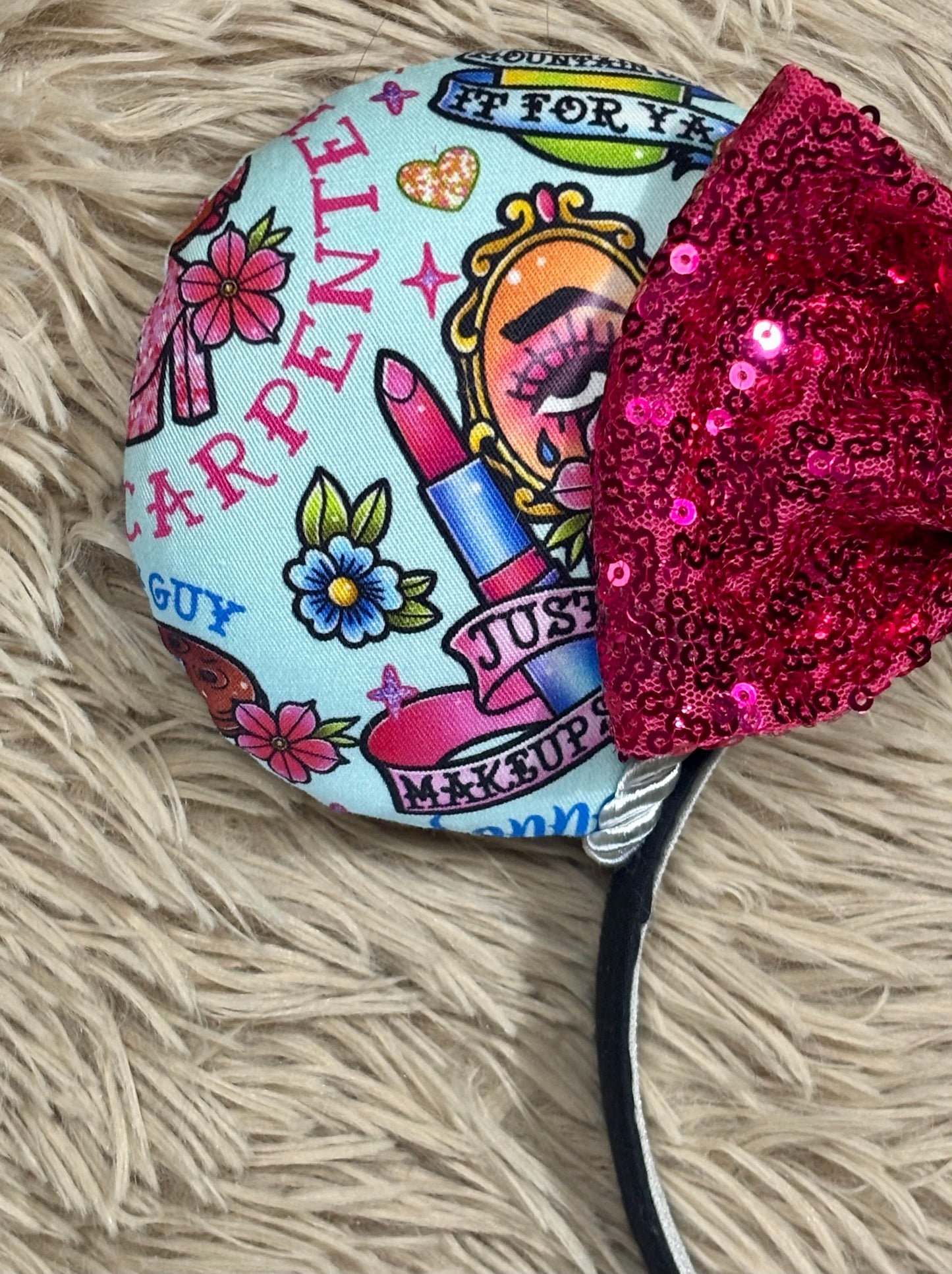 Short & Sweet Ears | Pink Collage Print Fan Headband
