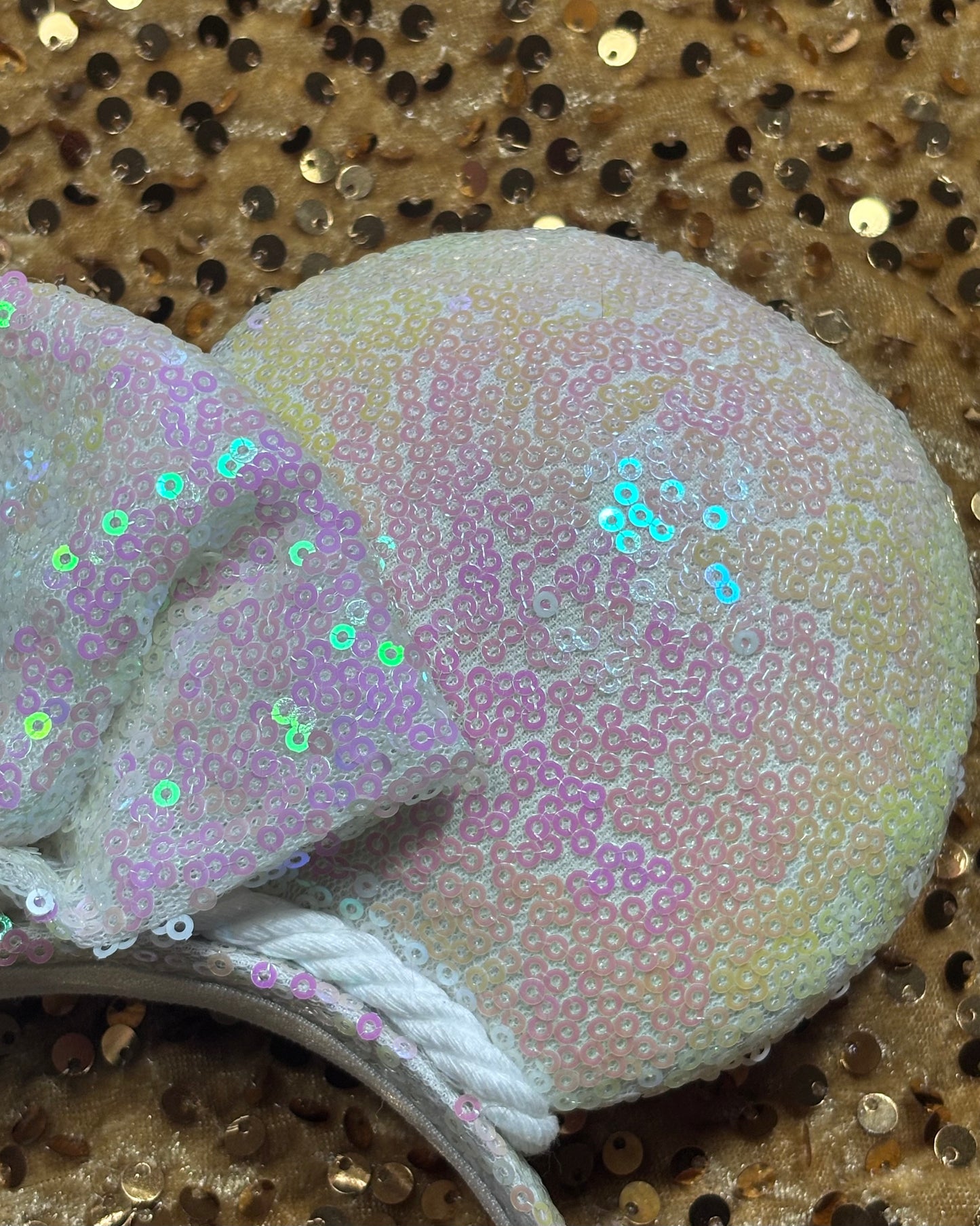 White Iridescent Sequin Ear Headband
