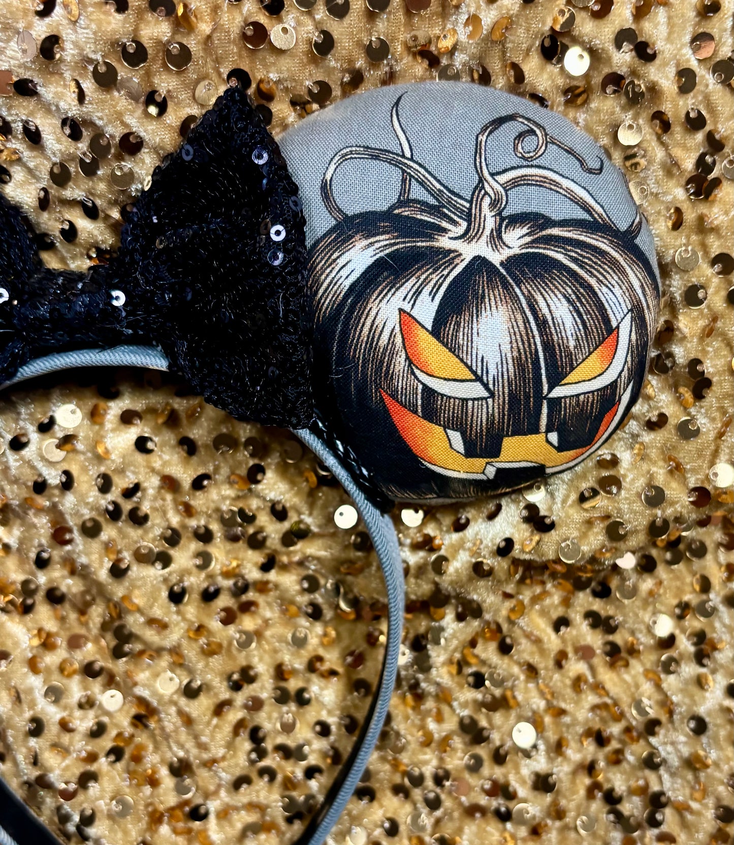 Keep It Creepy Mouse Ears | Handmade One-of-a-Kind Halloween Disney Headband with Sequin Bow