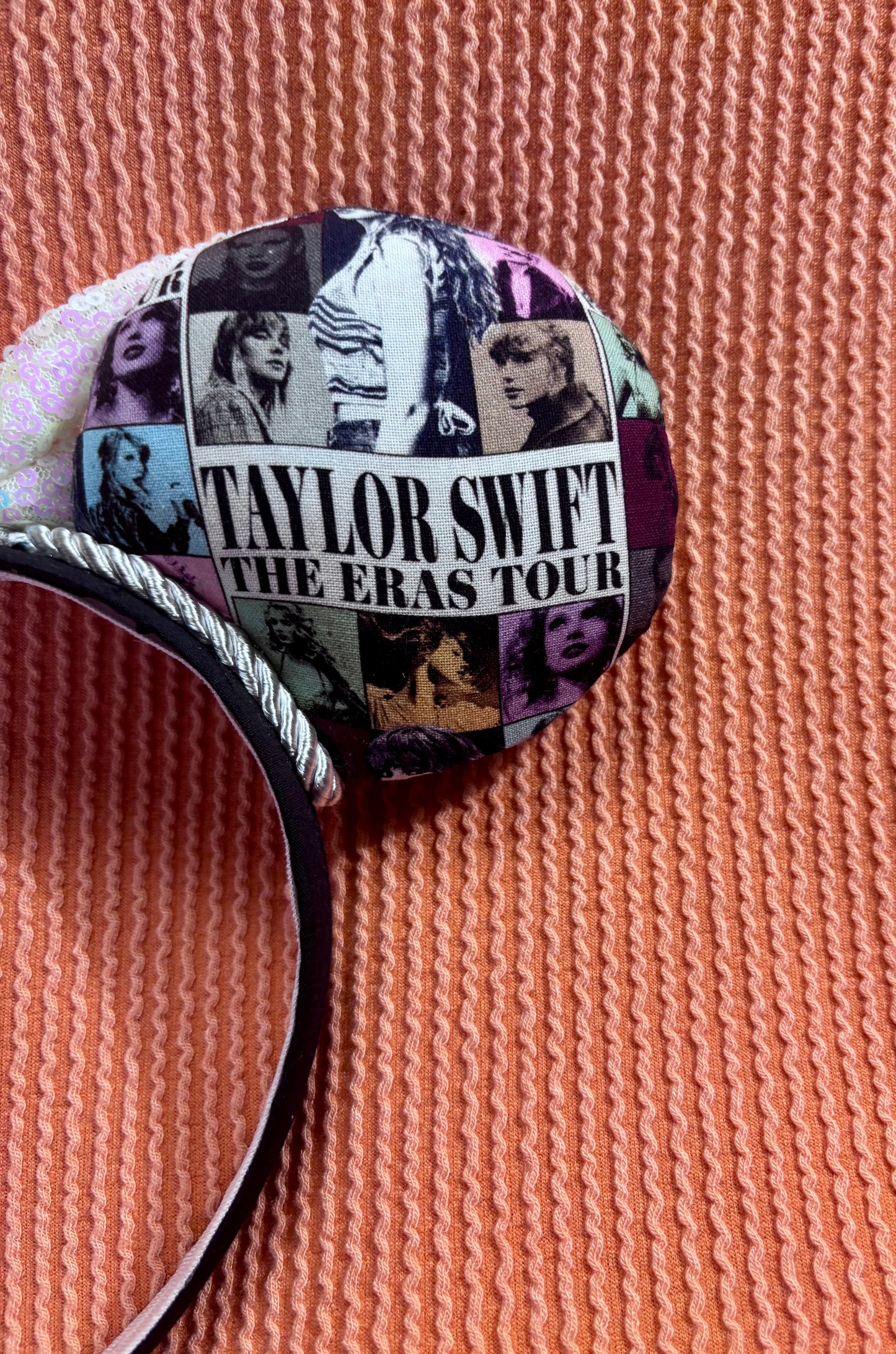 The Eras Ears — Handmade Mouse Ear Headband | Eras-Inspired Collage Fabric