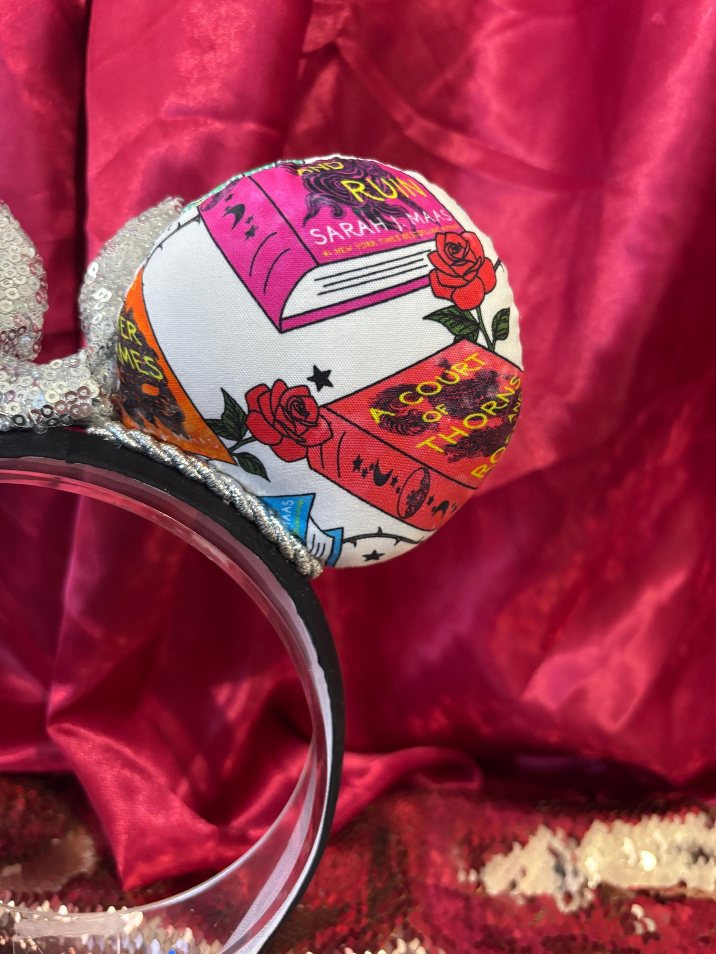 ACOTAR Inspired Mouse Ears | Handmade A Court of Thorns and Roses Disney Headband with Sequin Bow
