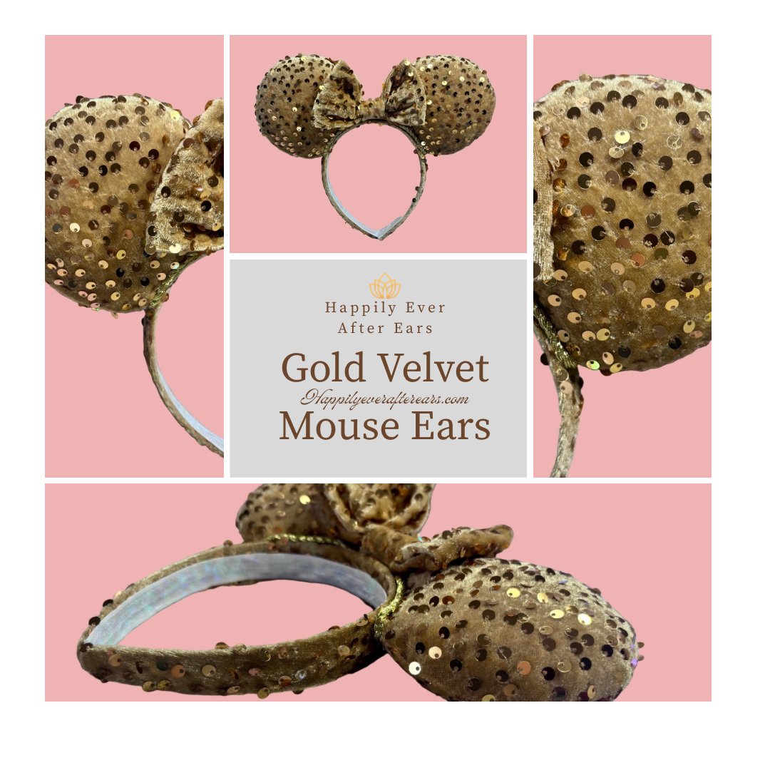 Gold Velvet Sequin Ears