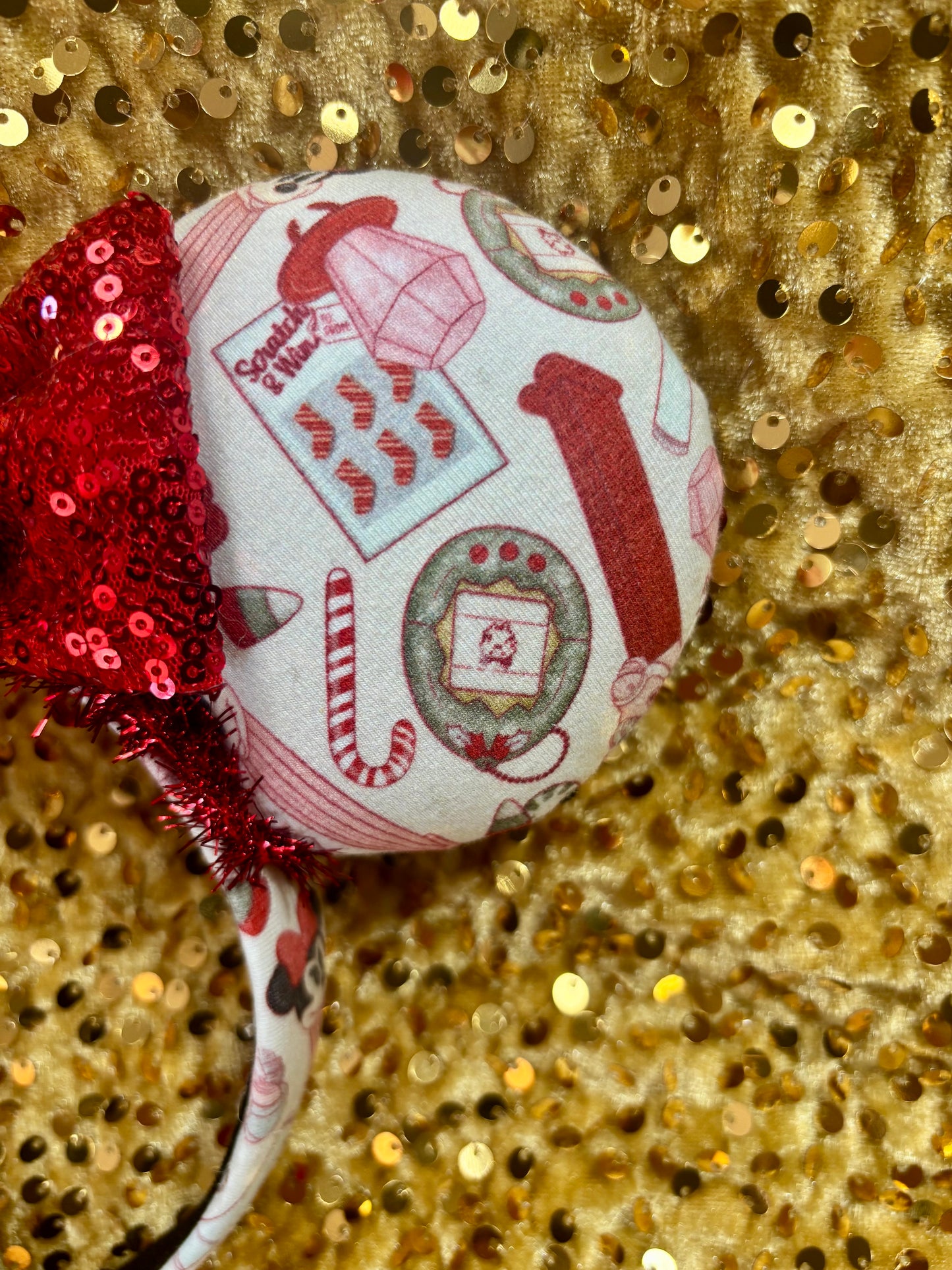 Christmas Stocking Stuffer Mouse Ears – Handmade Holiday Headband