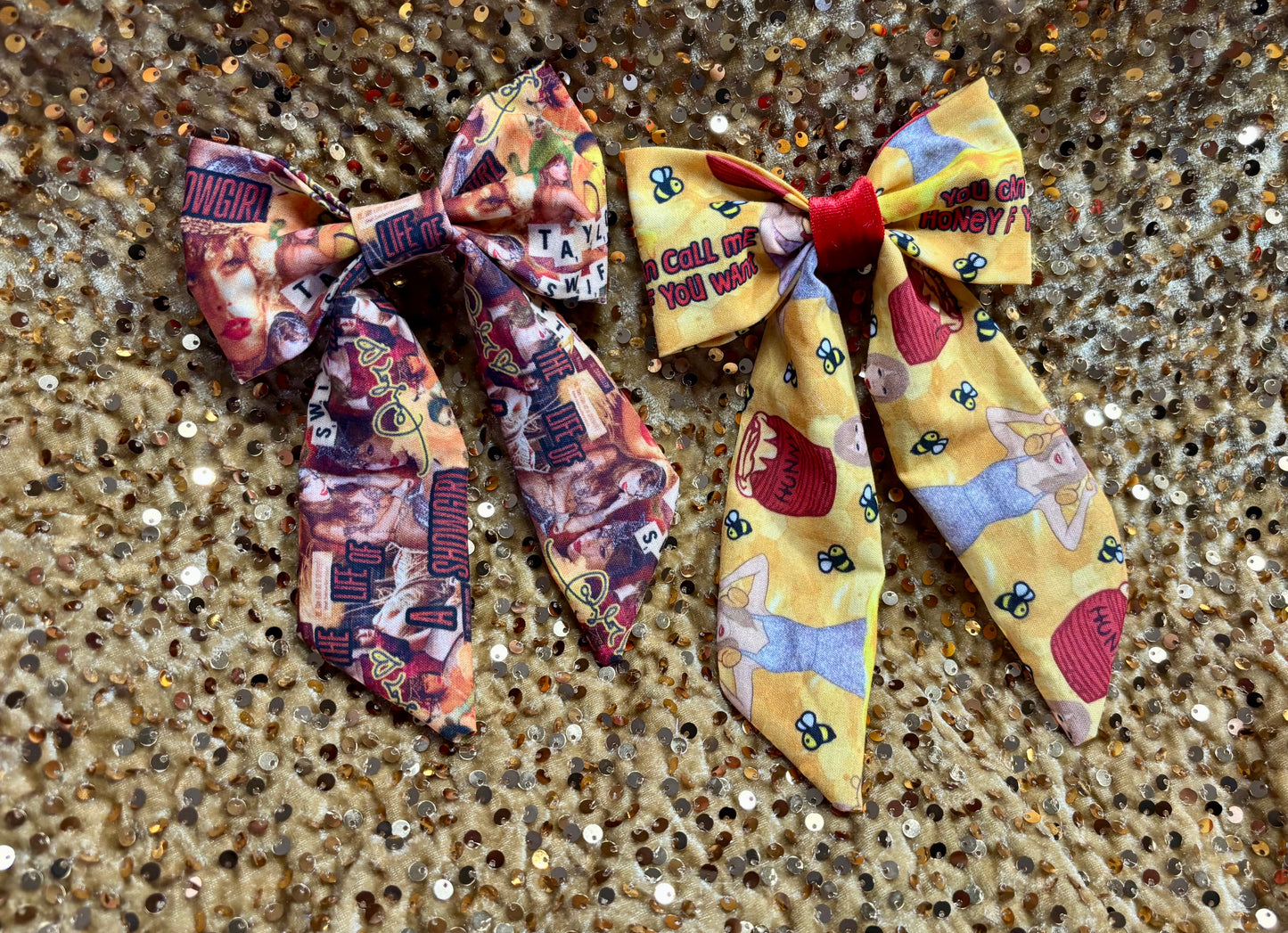 Showgirl Hair Bow Bundle | Orange & Green Taylor Swift Inspired | 2-Piece Handmade Set | Ready to Ship