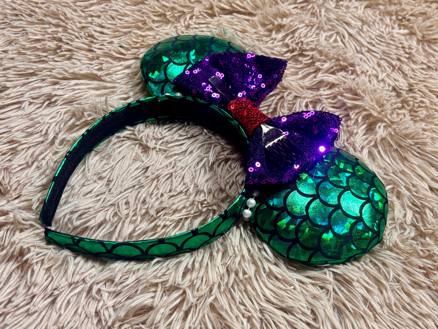 Mermaid Ear Headband | Handmade Sequin Bow Mouse Ears