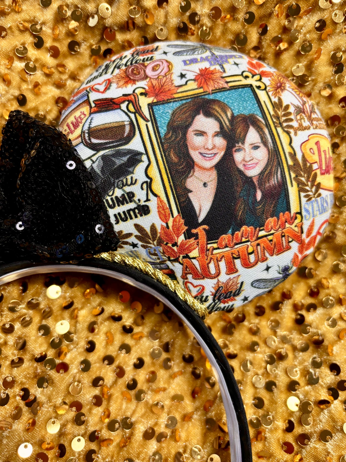 Gilmore Girls Inspired Mouse Ears | Handmade Coffee & Books Disney Headband with Sequin Bow