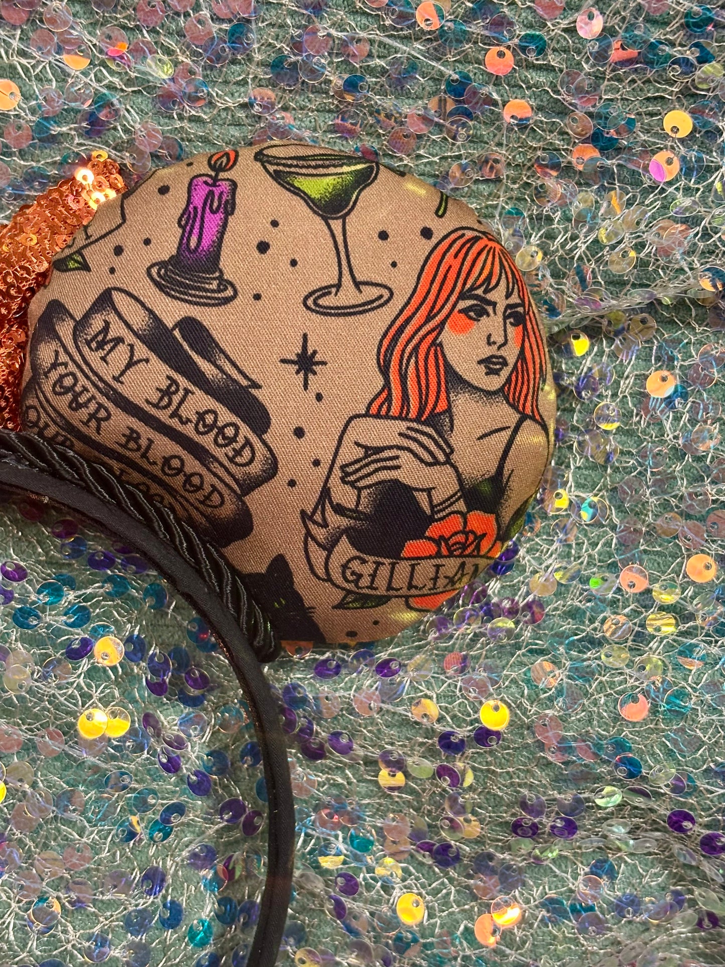 Owens Sisters Mouse Ears | Practically Magical Halloween Headband with Sequin Bow