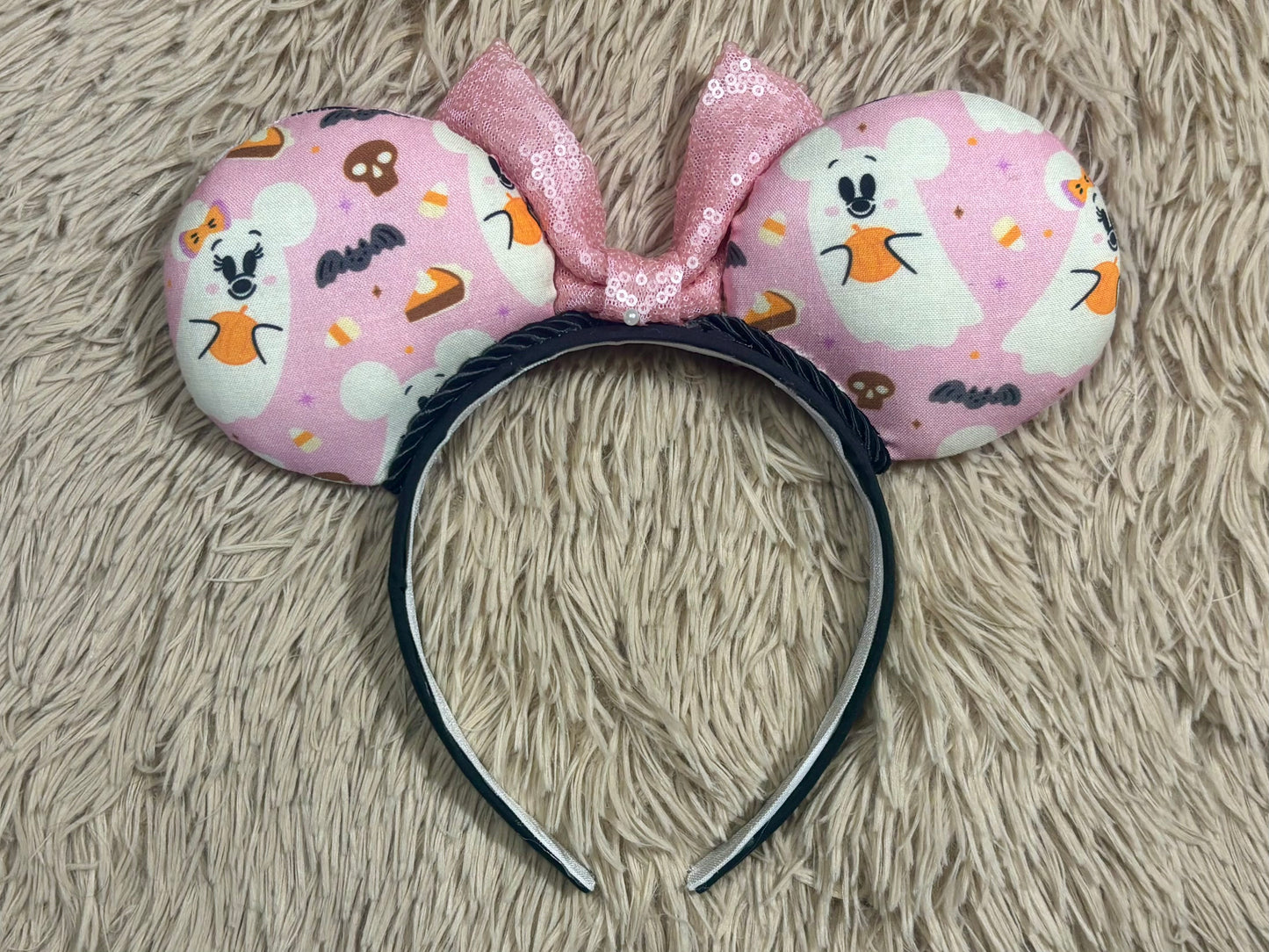 Pink Ghosts Ear Headband | Handmade Halloween Hair Accessory