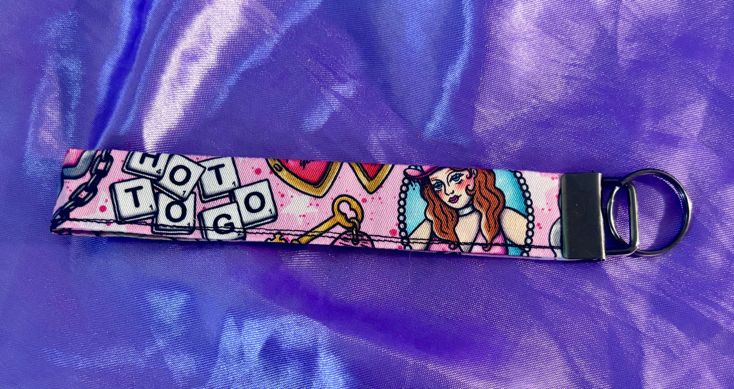 closeup of the keychain. Handmade and ready to ship.