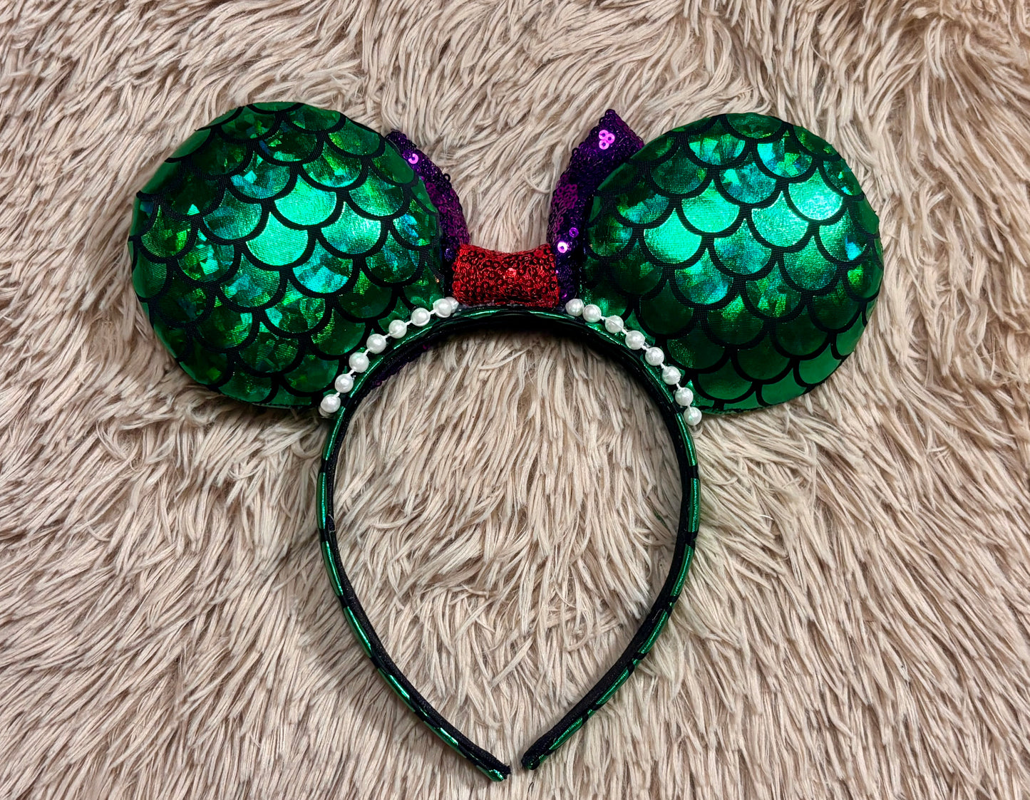 Mermaid Ear Headband | Handmade Sequin Bow Mouse Ears