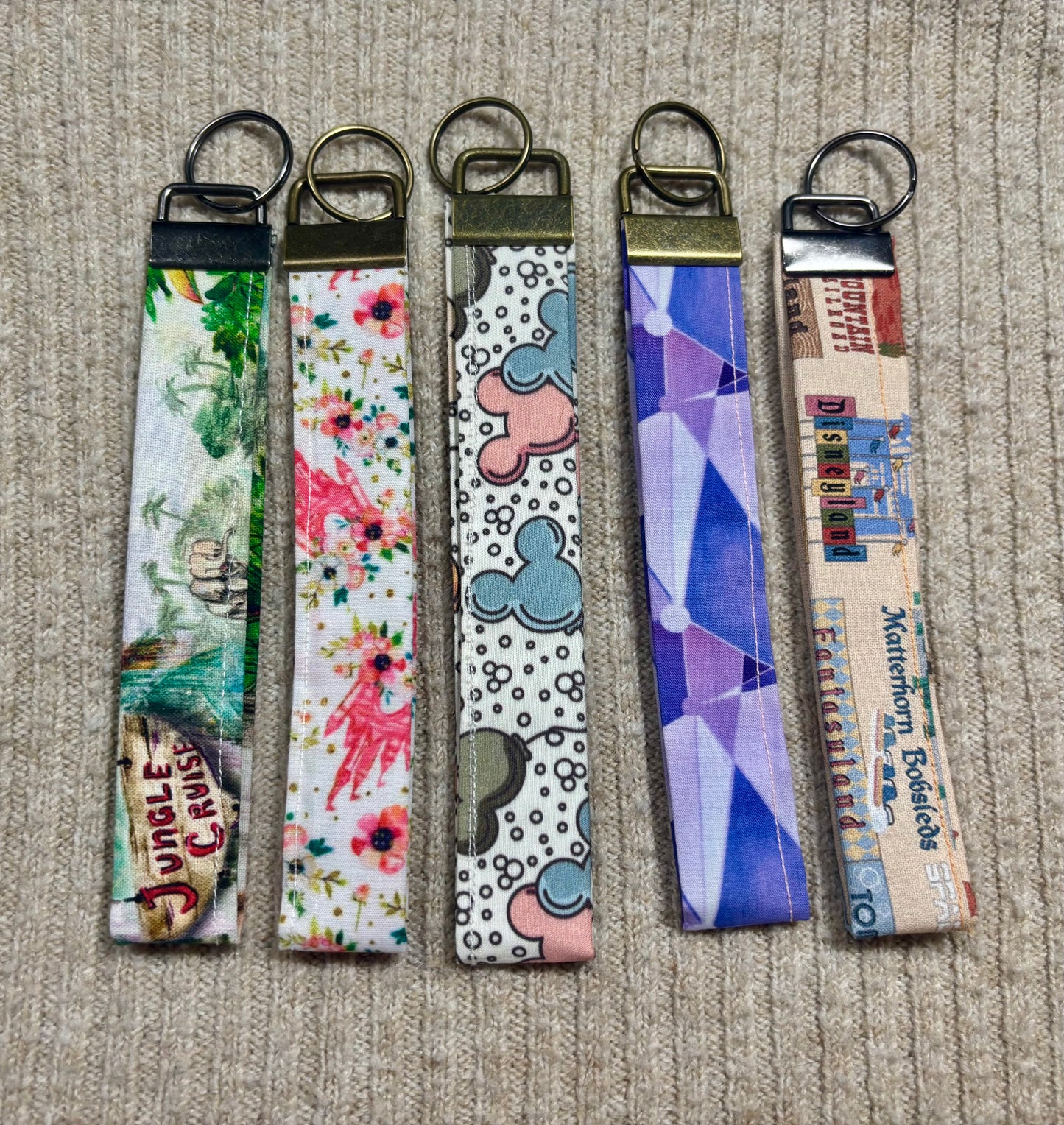 Magic Kingdom Keychain Wristlet Bundle | 5-Pack Disney Inspired Set | Handmade & Ready to Ship
