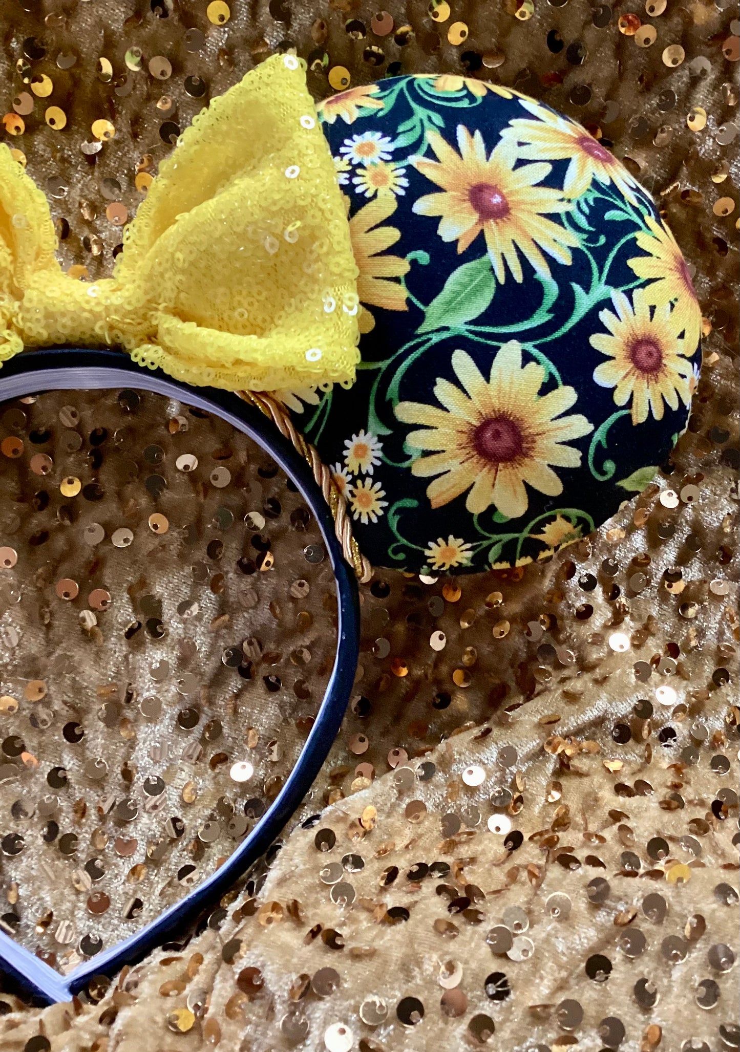 Yellow Flowers Mouse Ears - Floral Mickey Ears Headband