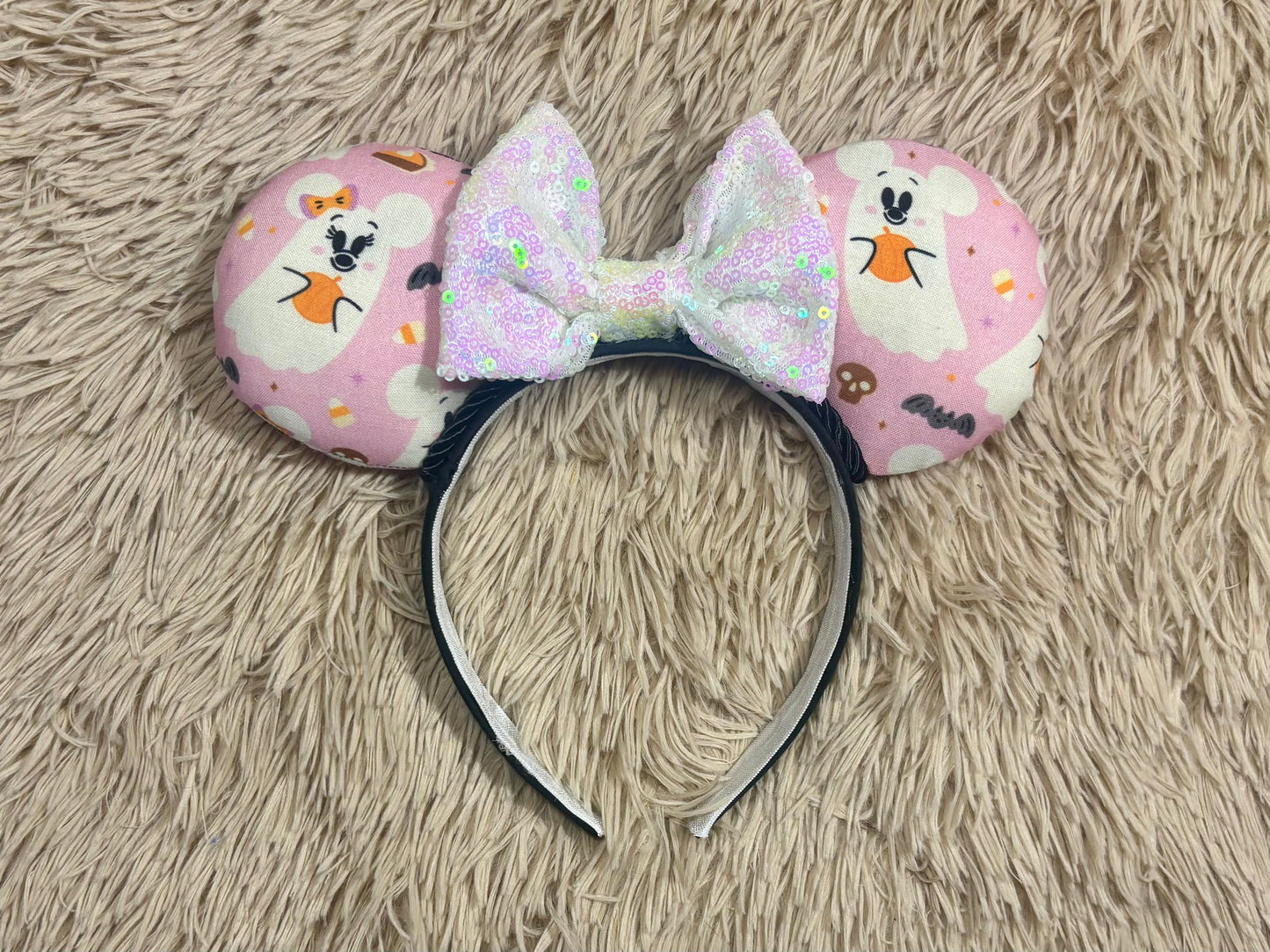 Pink Ghosts Ear Headband | Handmade Halloween Hair Accessory