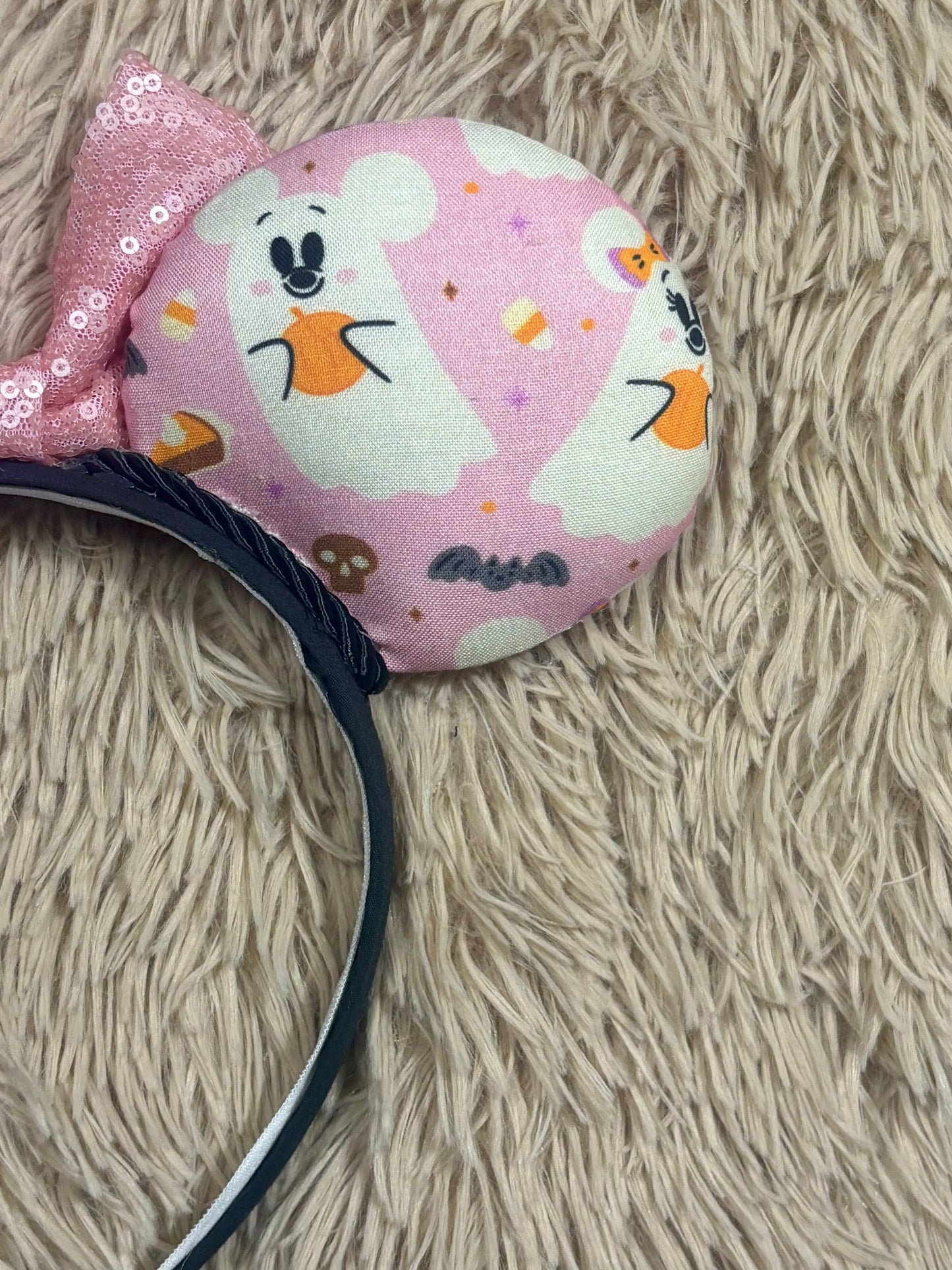 Pink Ghosts Ear Headband | Handmade Halloween Hair Accessory