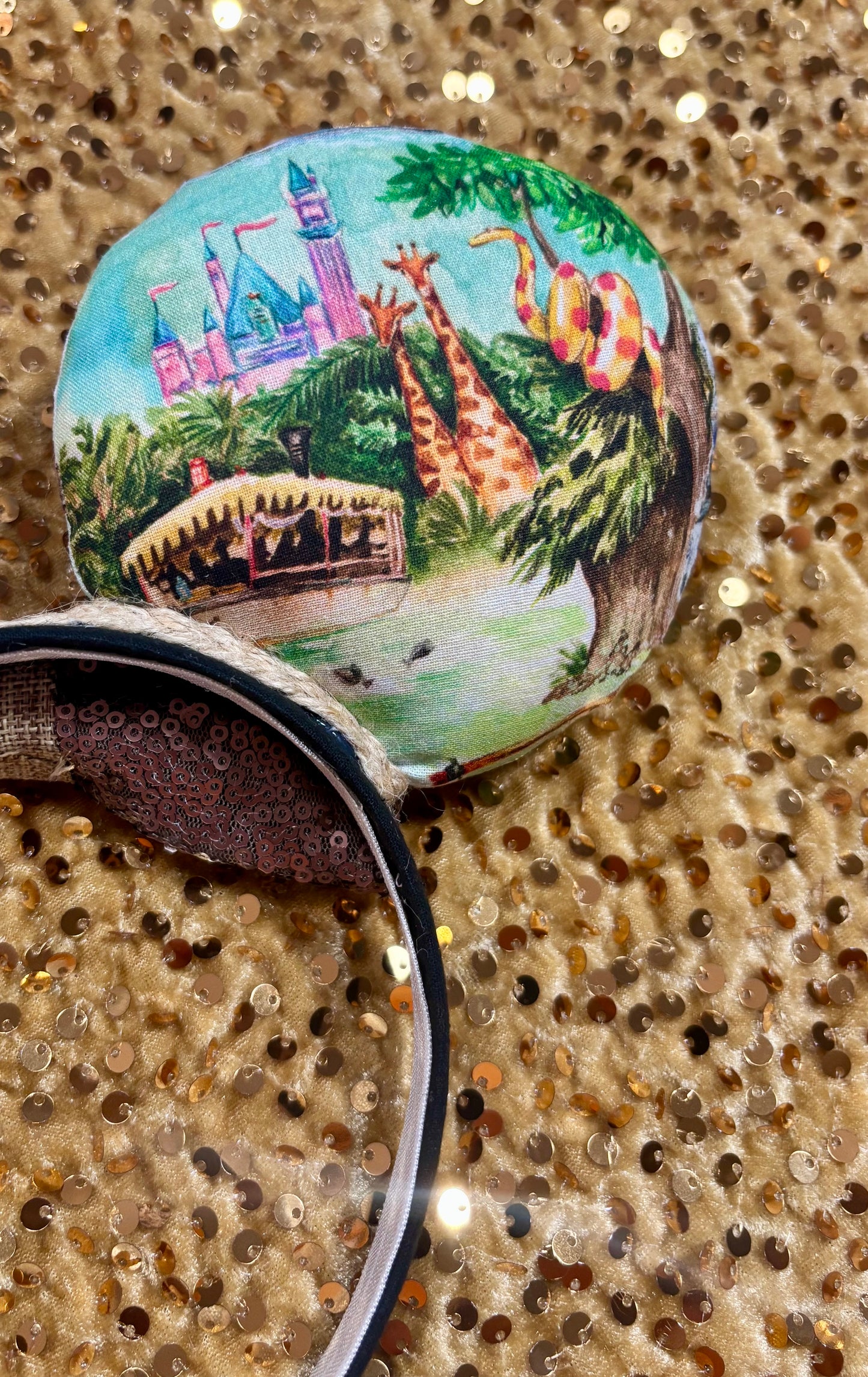 Jungle Cruise Mouse Ears – Magic Kingdom Safari Inspired Handmade Disney Headband | Brown Sequin Bow