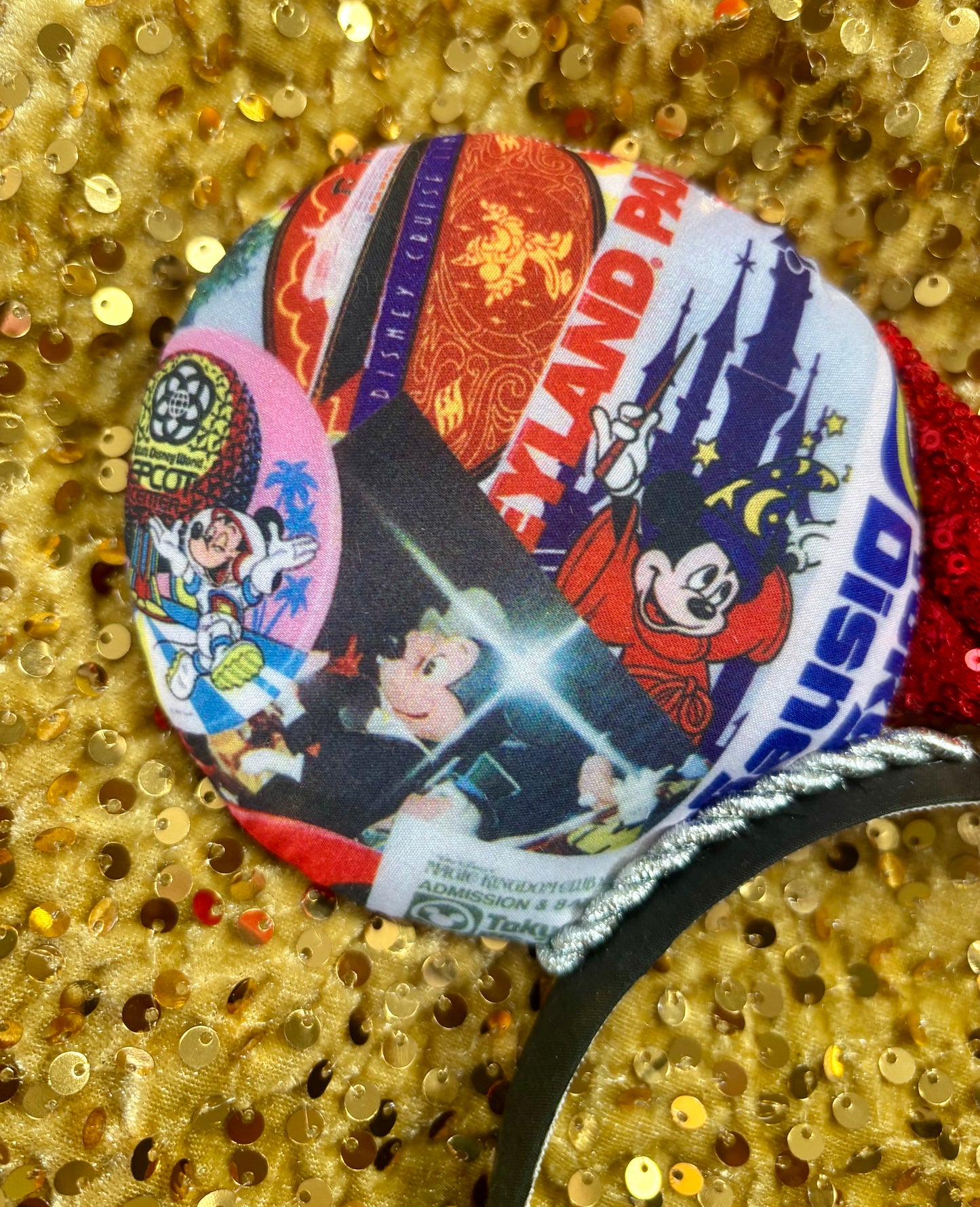 Park Collage Mouse Ears - Disney Theme Park Mickey Ear Headband