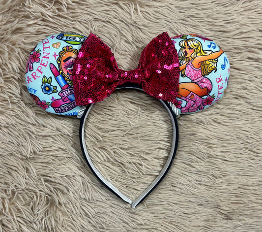 Short & Sweet Ears | Pink Collage Print Fan Headband