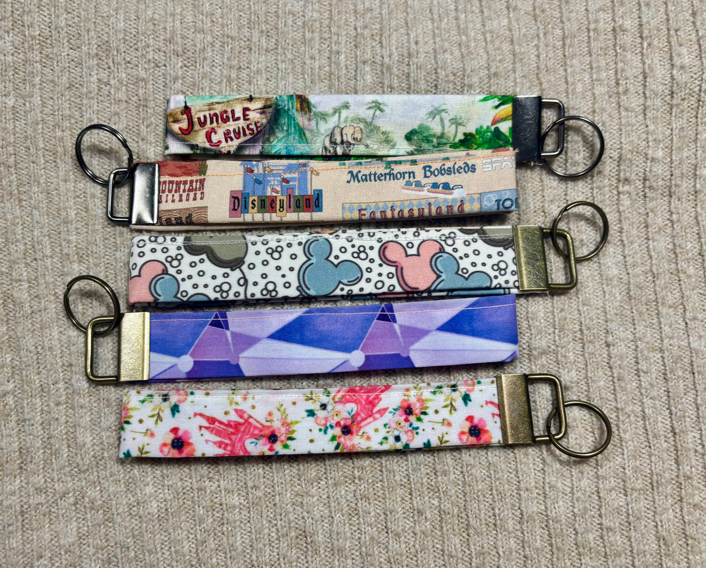 Magic Kingdom Keychain Wristlet Bundle | 5-Pack Disney Inspired Set | Handmade & Ready to Ship