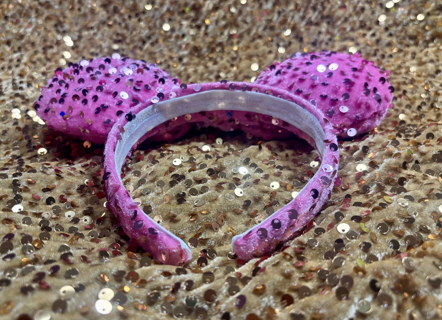 Pink Velvet Sequin Mouse Ears