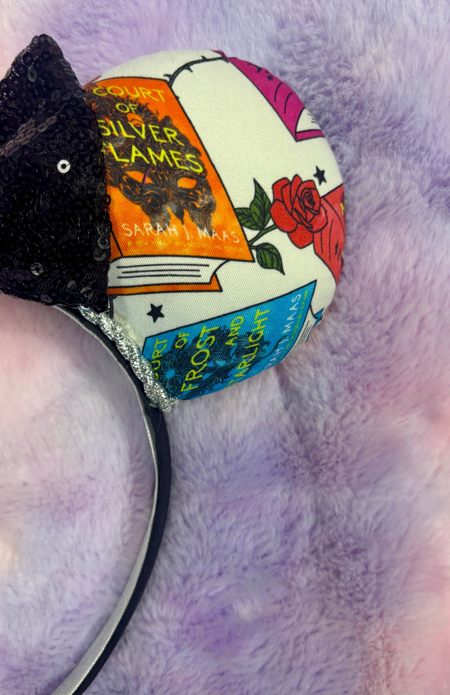 ACOTAR Inspired Mouse Ears | Handmade A Court of Thorns and Roses Disney Headband with Sequin Bow