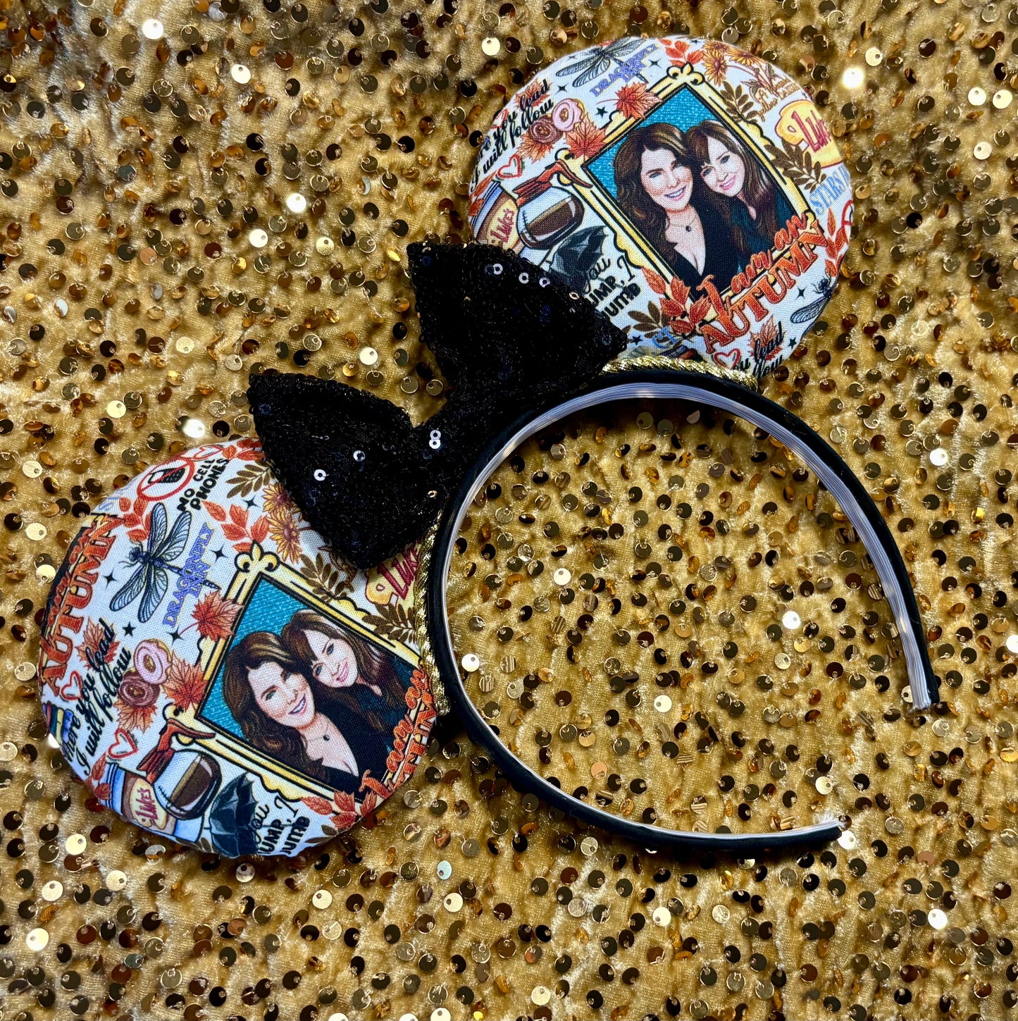 Gilmore Girls Inspired Mouse Ears | Handmade Coffee & Books Disney Headband with Sequin Bow