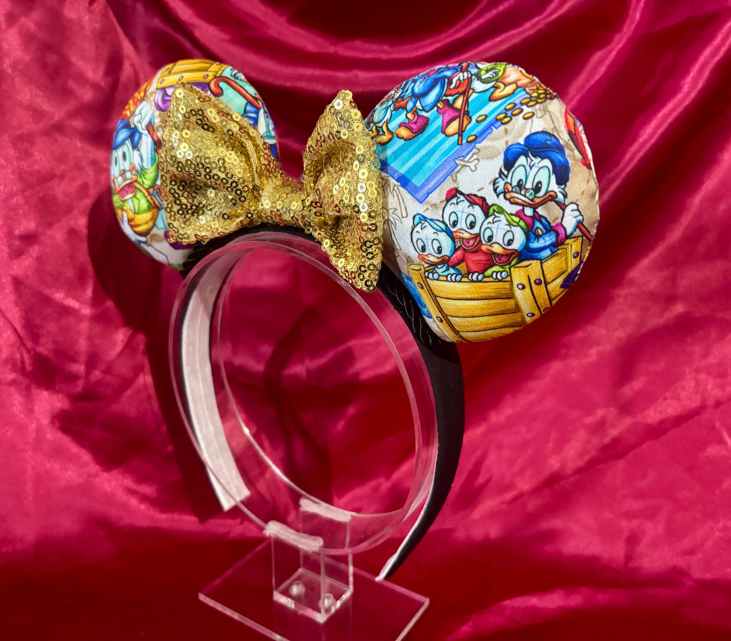 DuckTales Mouse Ears – Scrooge McDuck Inspired Handmade Disney Headband | Gold Sequin Bow
