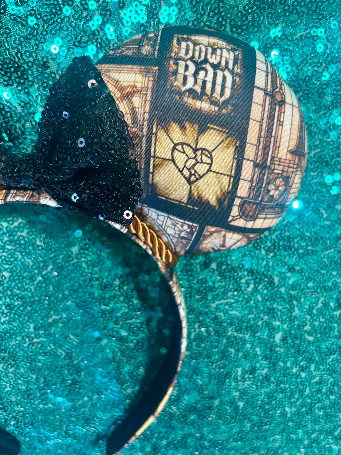 Shades of Greige Mouse Ears | Handmade Neutral Disney Headband with Sequin Bow