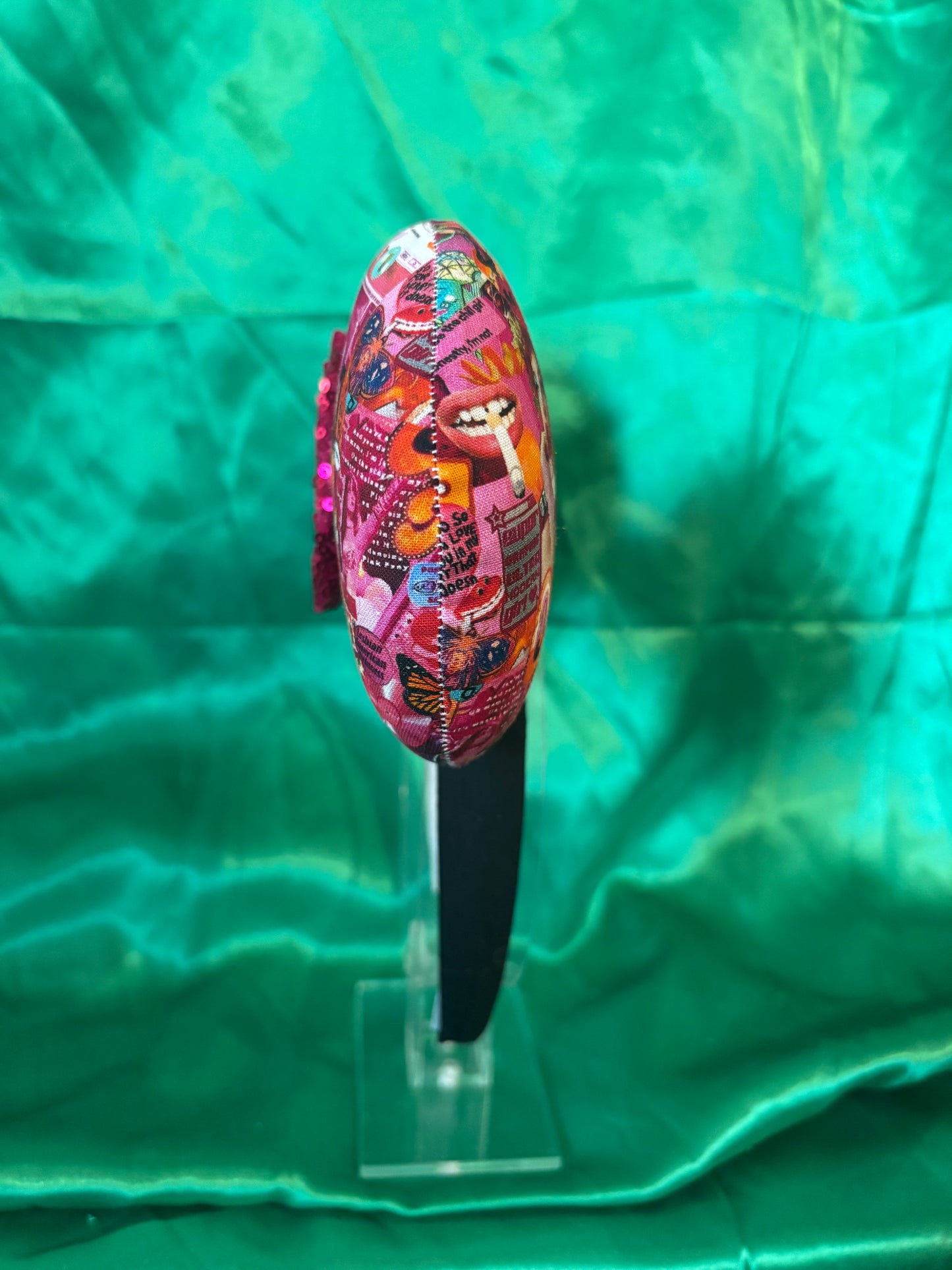 Chappell Roan Mouse Ears – Handmade Disney-Inspired Headband with Hot Pink Sequin Bow